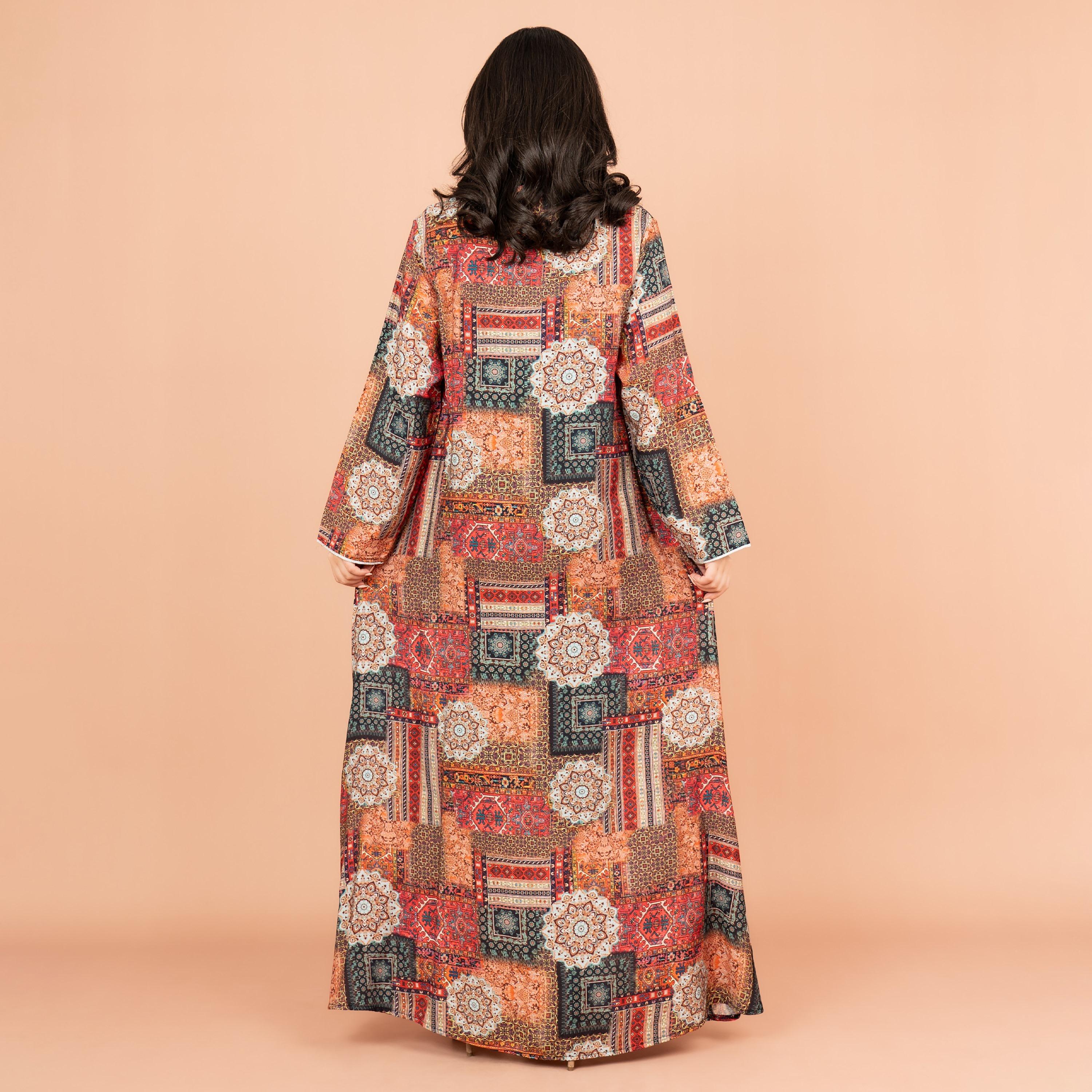 IKKXA جلابية نسائية مطبوعة وتفاصيل أنابيب-women-arabicclothing-jalabiyas-image-4