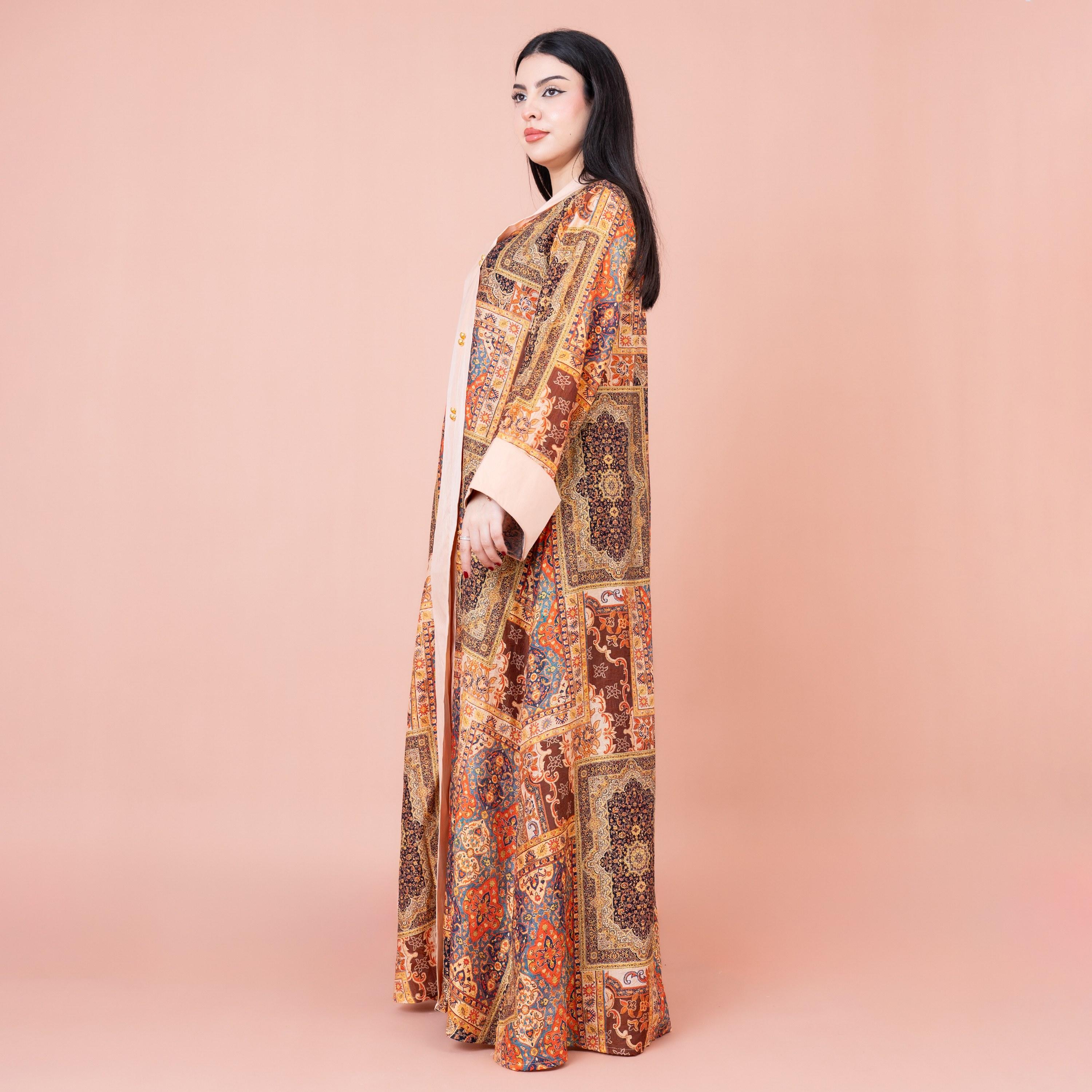 جلابية مطبوعة بالكامل وأساور متباينة من إيككسا-women-arabicclothing-jalabiyas-image-3