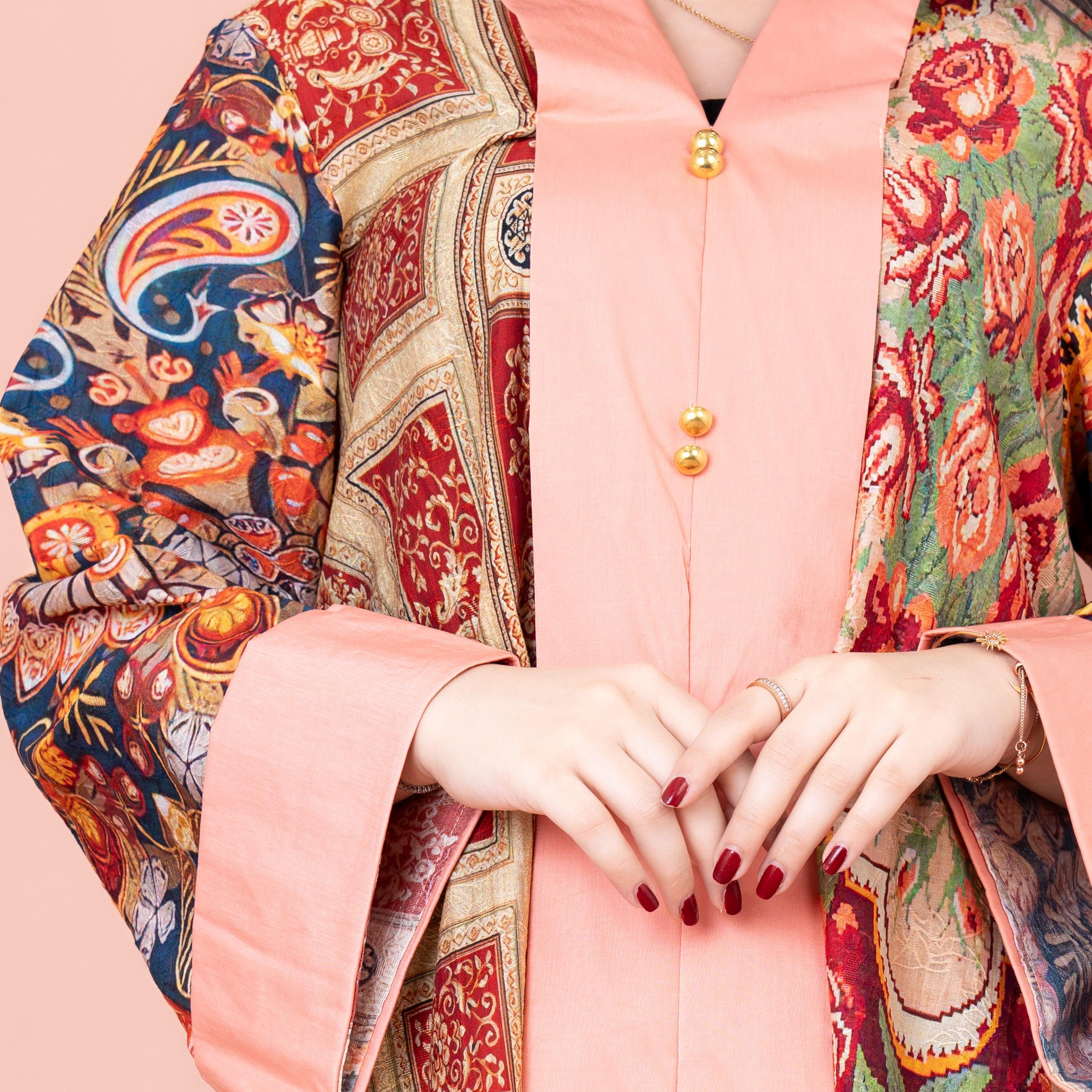 جلابية مطبوعة بالكامل وأساور متباينة من إيككسا-women-arabicclothing-jalabiyas-image-2