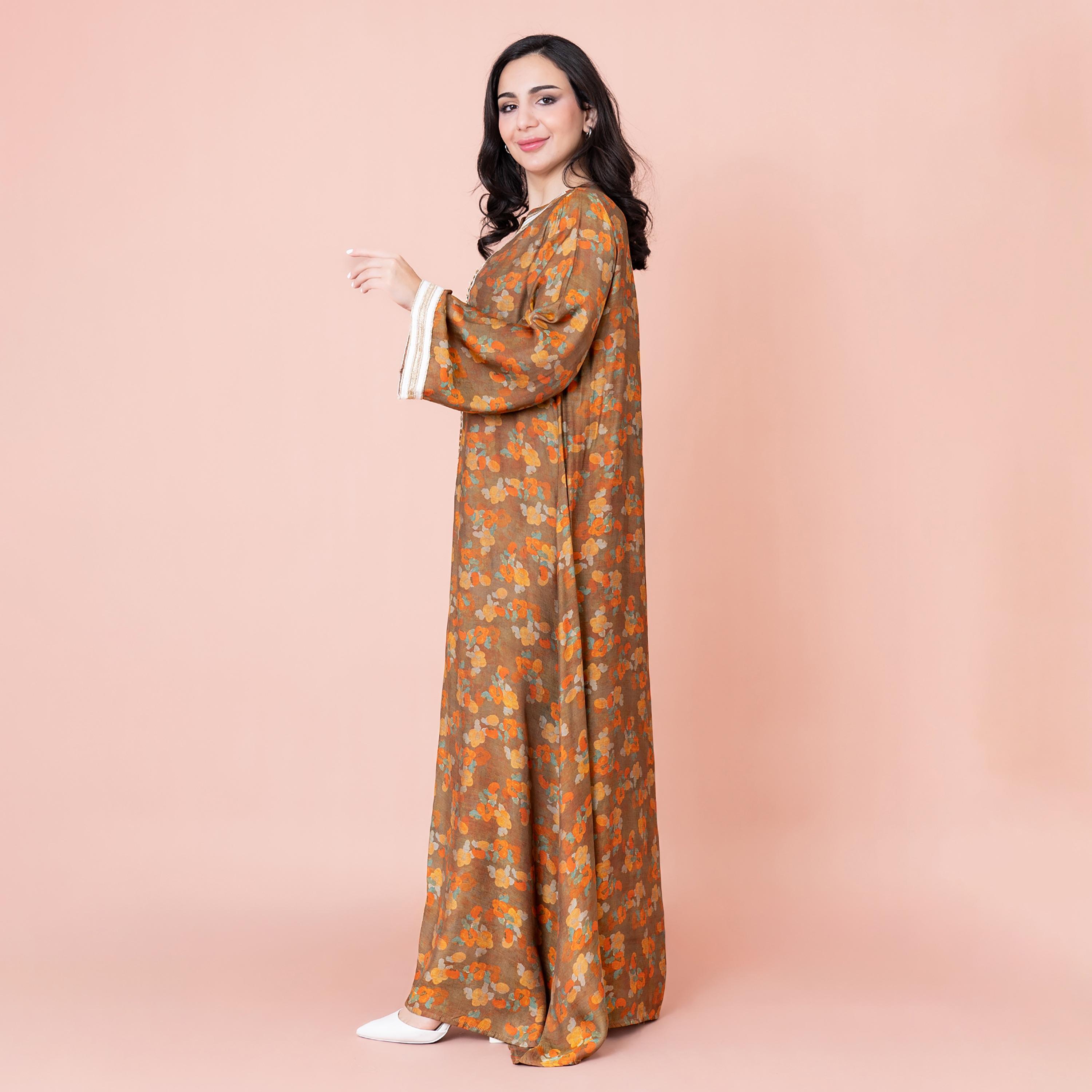 جلابية نسائية بأكمام واسعة وطبعة تجريدية بالكامل من إيككسا-women-arabicclothing-jalabiyas-image-3