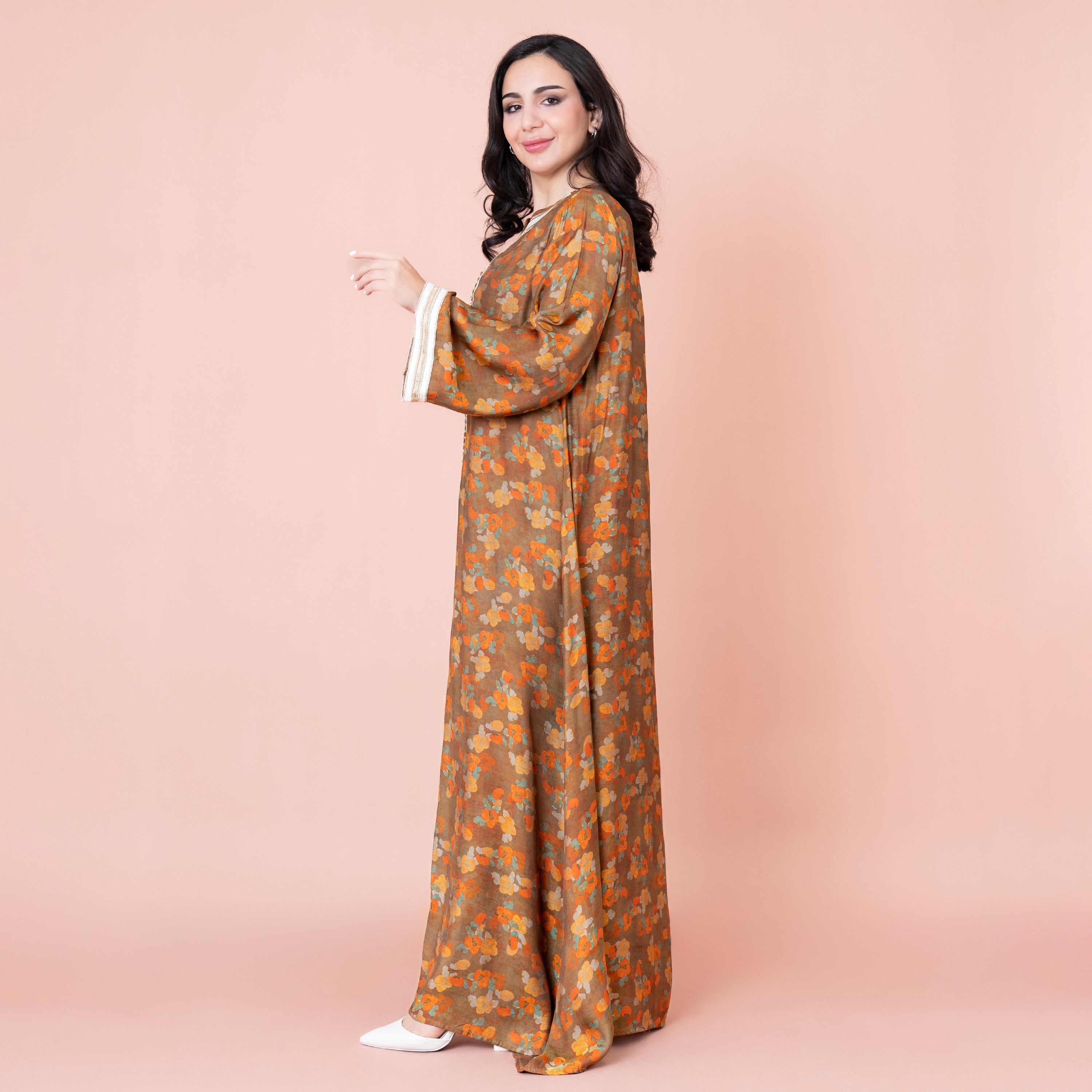 IKKXA Embroidered and Floral Printed Jalabiya-women-arabicclothing-jalabiyas-image-3