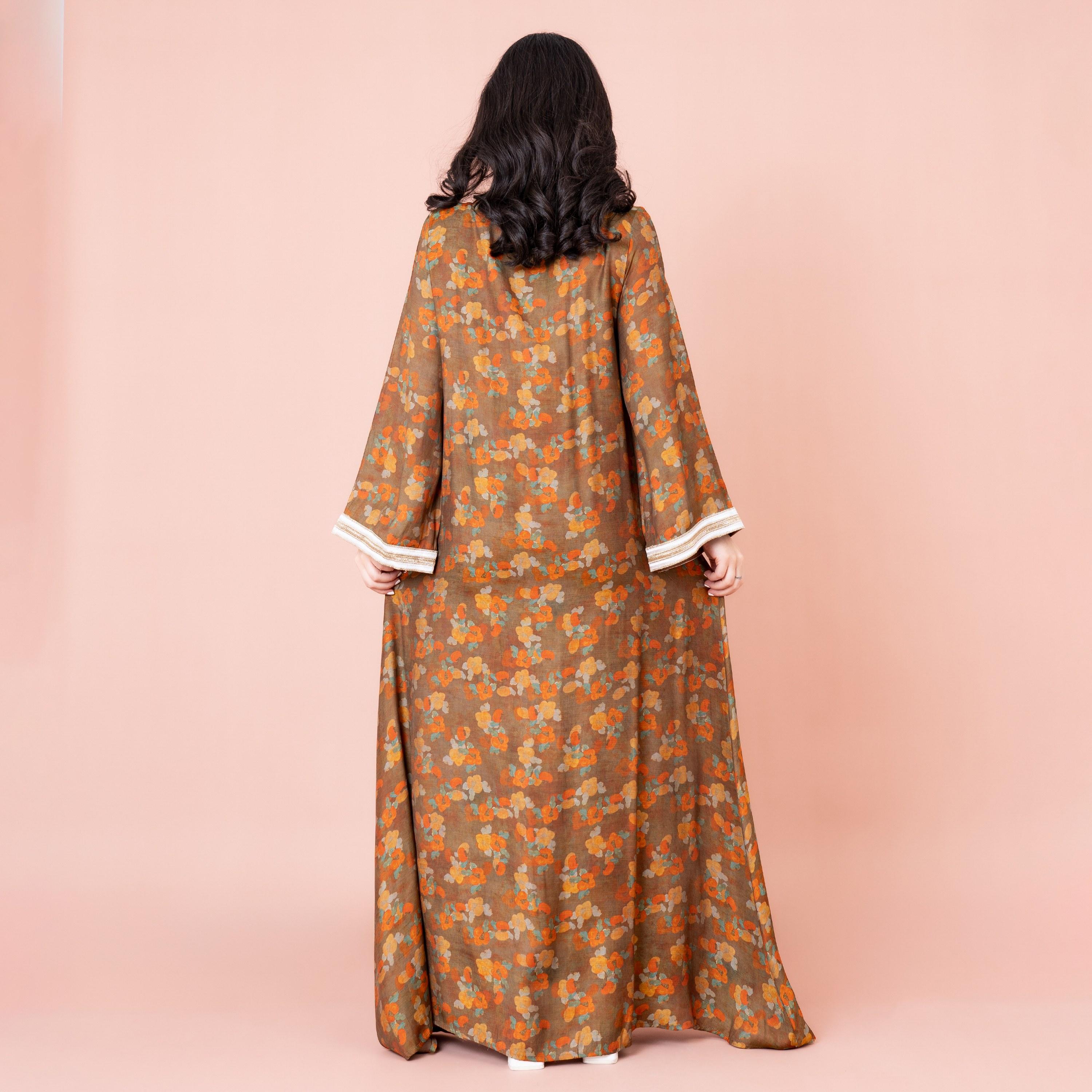 IKKXA Embroidered and Floral Printed Jalabiya-women-arabicclothing-jalabiyas-image-4