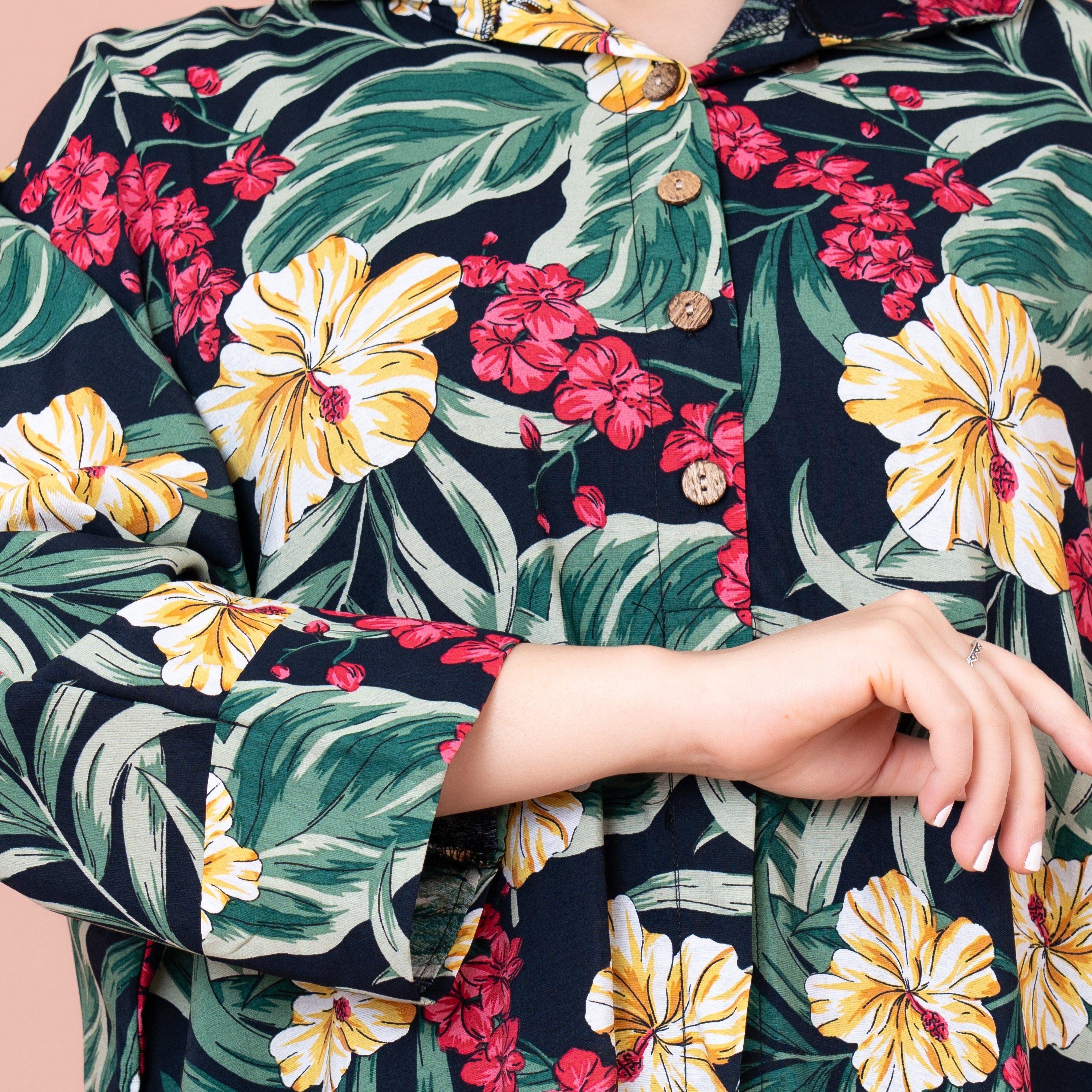 IKKXA Floral Printed Hooded Jalabiya-women-arabicclothing-jalabiyas-image-2