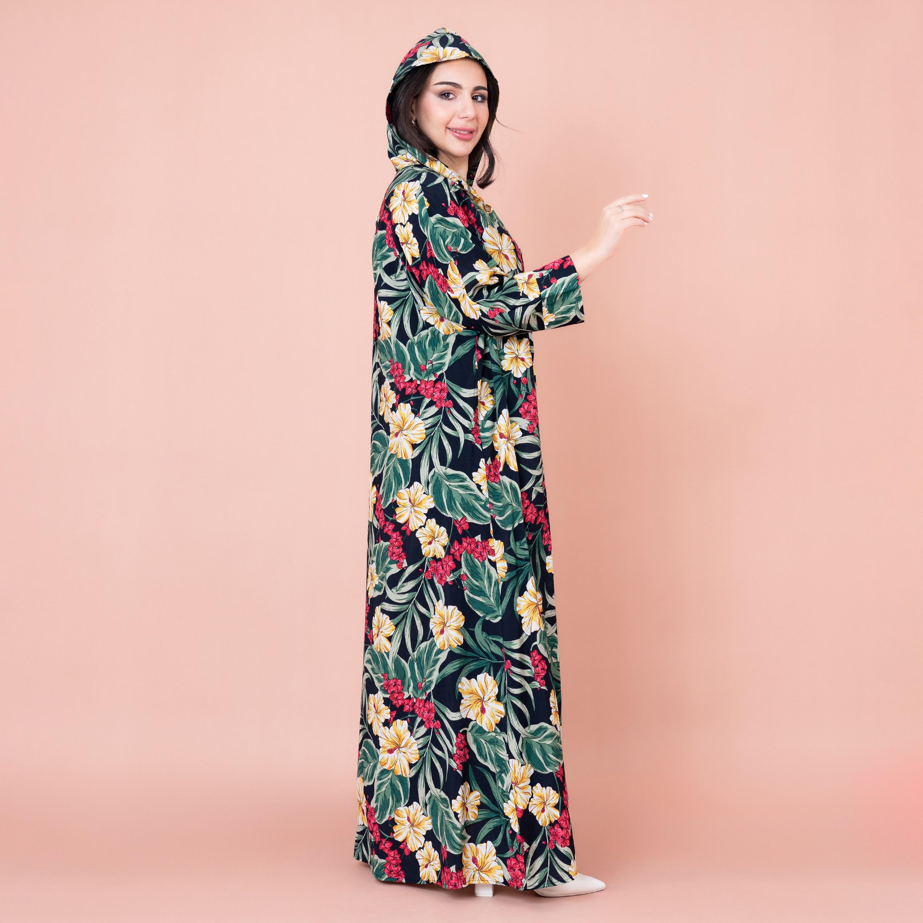 IKKXA Floral Printed Hooded Jalabiya-women-arabicclothing-jalabiyas-image-3