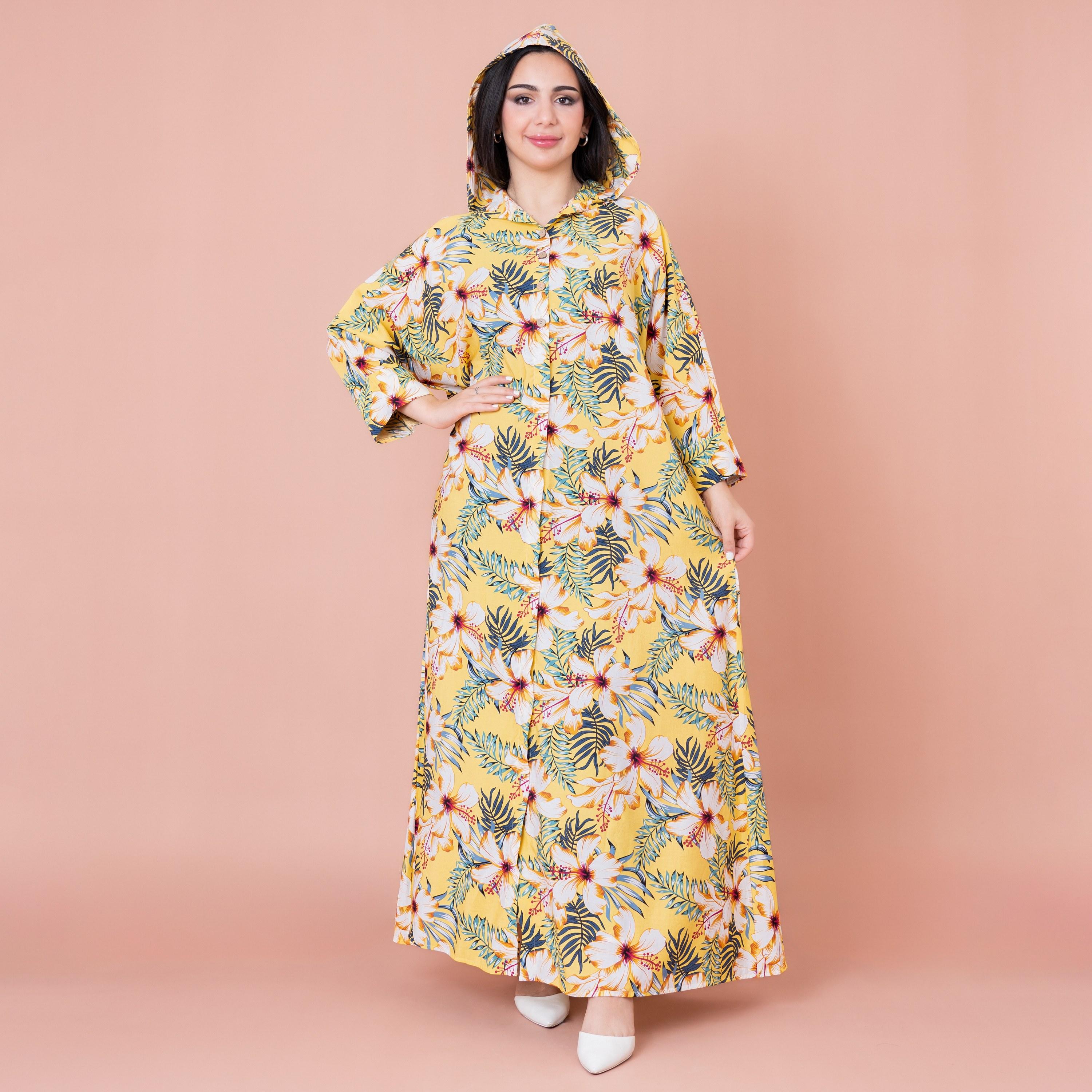 IKKXA Floral Printed Hooded Jalabiya-women-arabicclothing-jalabiyas-image-1