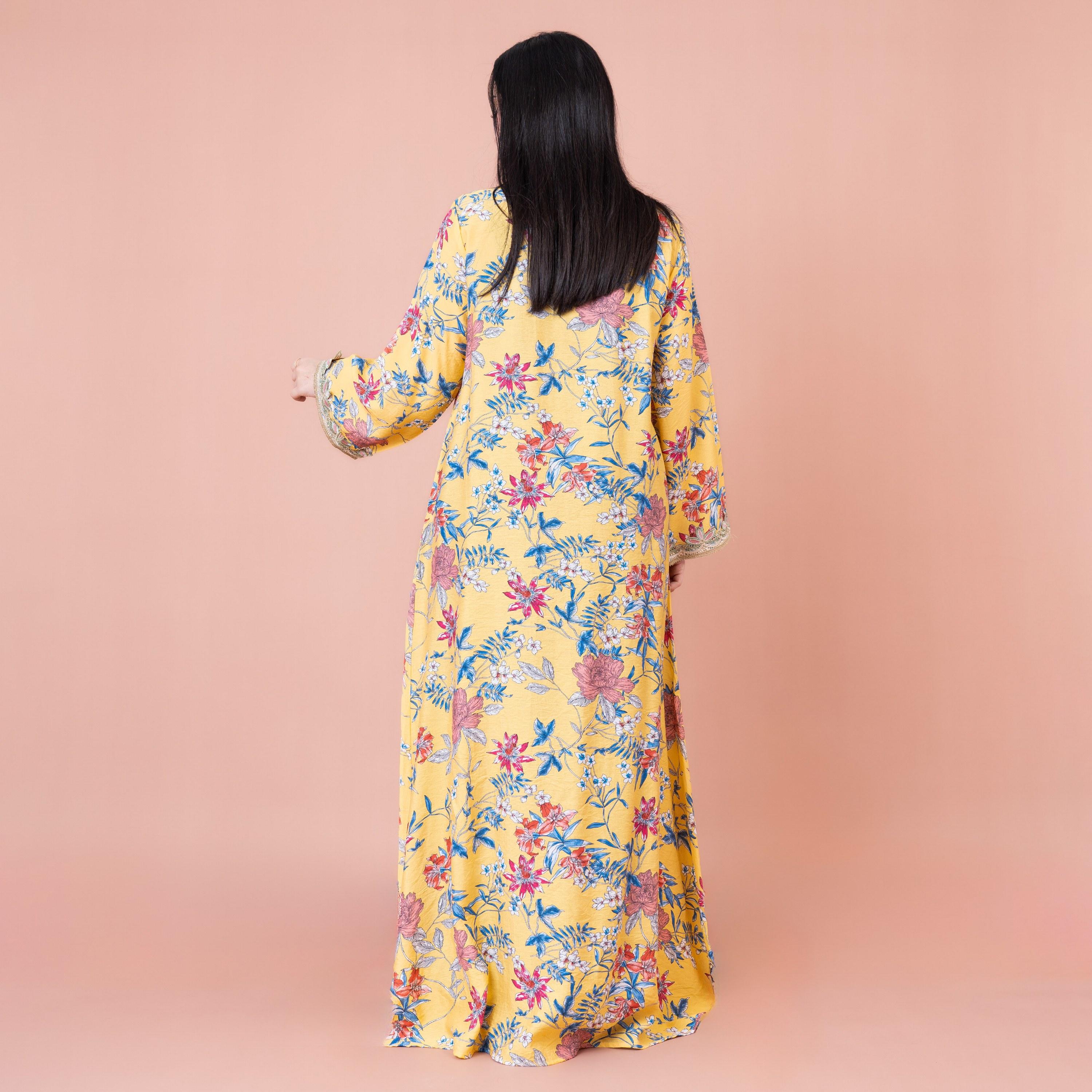 IKKXA Floral Printed and Embroidered Jalabiya-women-arabicclothing-jalabiyas-image-4