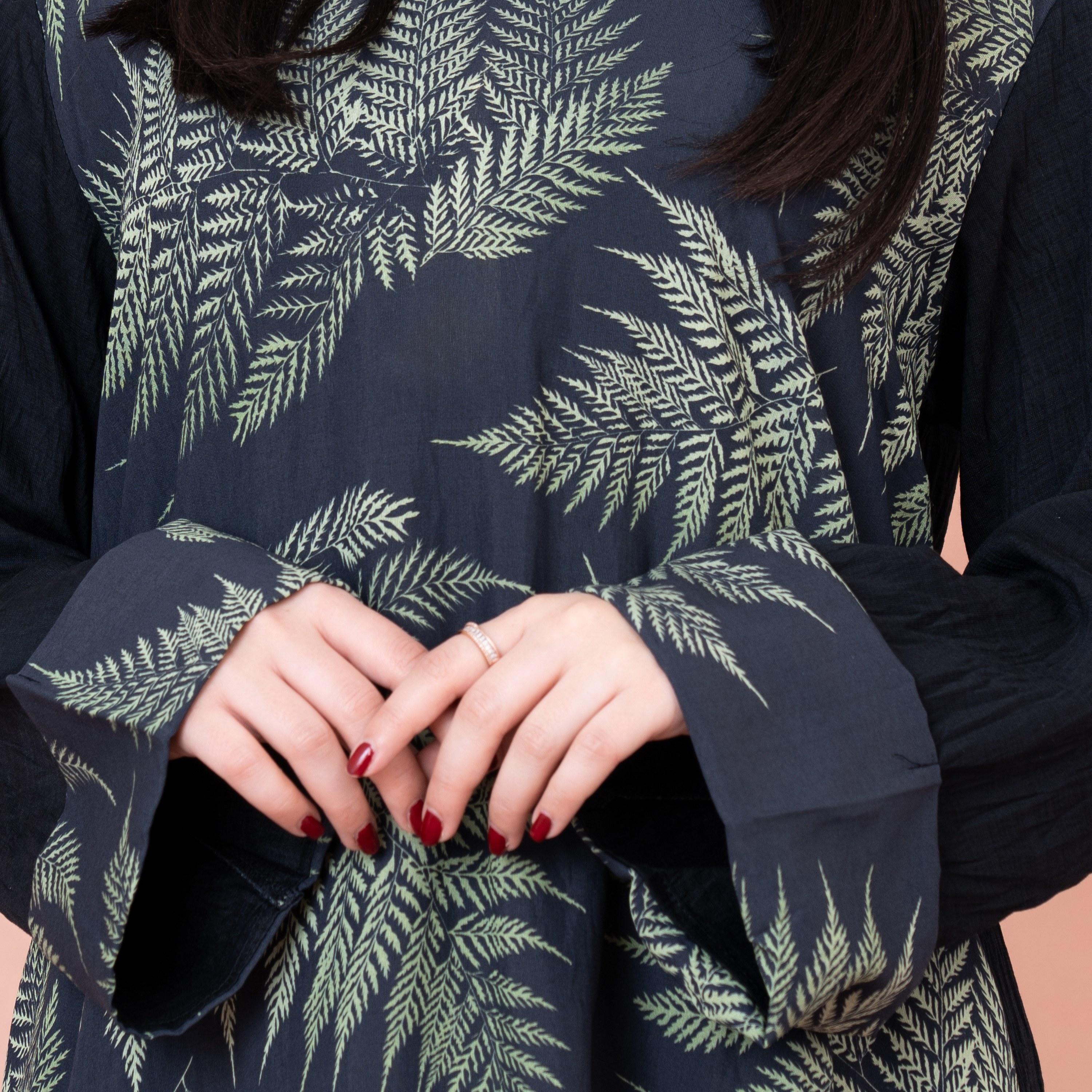 IKKXA Leaf Printed Hooded Jalabiya-women-arabicclothing-jalabiyas-image-2