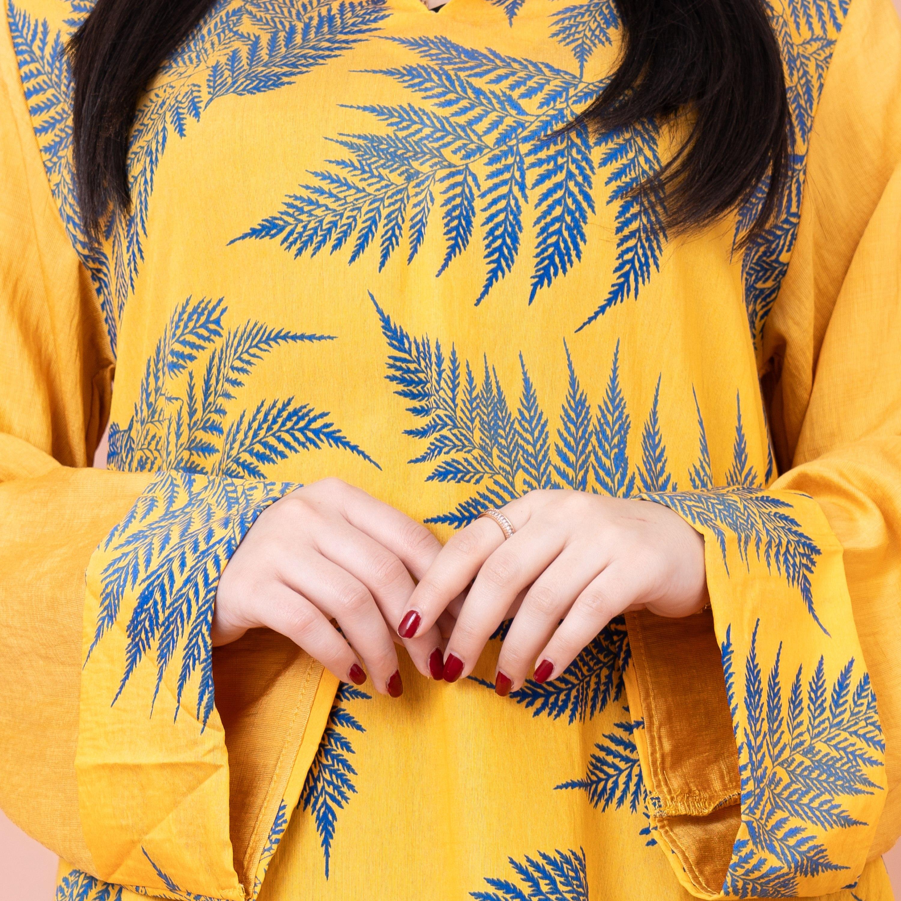 IKKXA Leaf Printed Hooded Jalabiya-women-arabicclothing-jalabiyas-image-2