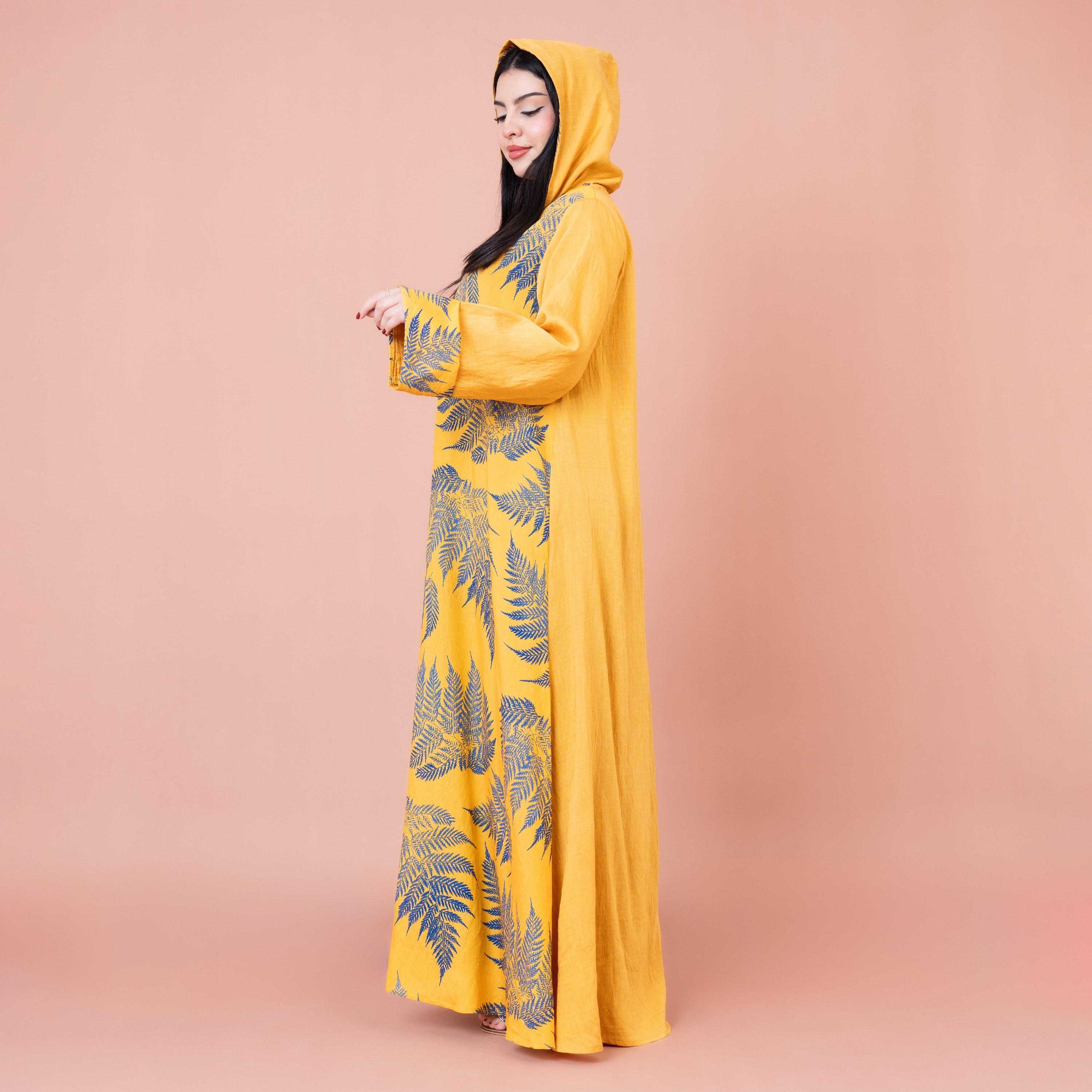 IKKXA Leaf Printed Hooded Jalabiya-women-arabicclothing-jalabiyas-image-3