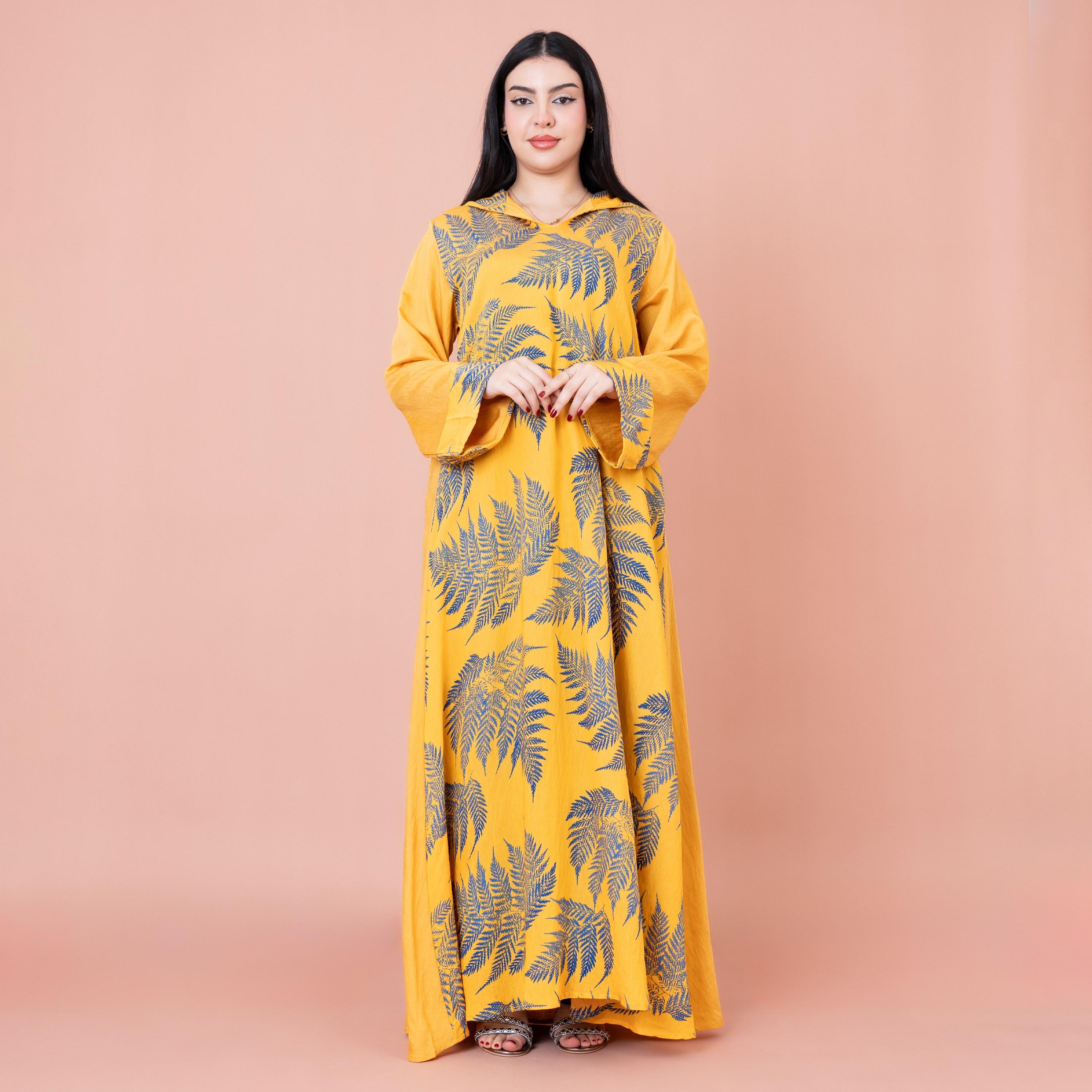 IKKXA Leaf Printed Hooded Jalabiya-women-arabicclothing-jalabiyas-image-4