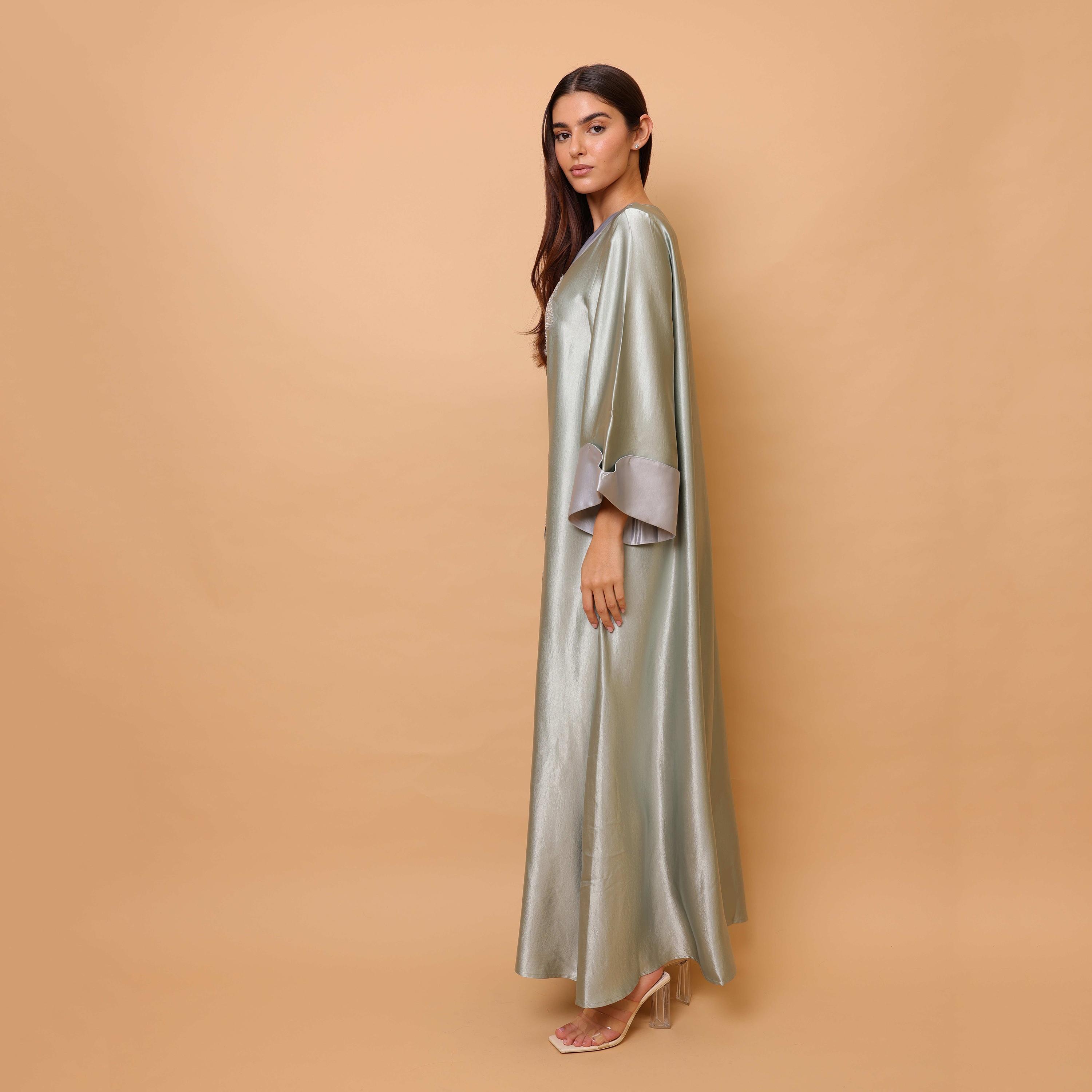 جلابية سهرة نسائية بزهور مزينة بالخرز وأكمام واسعة من إيككسا-women-clothing-dresses-image-9