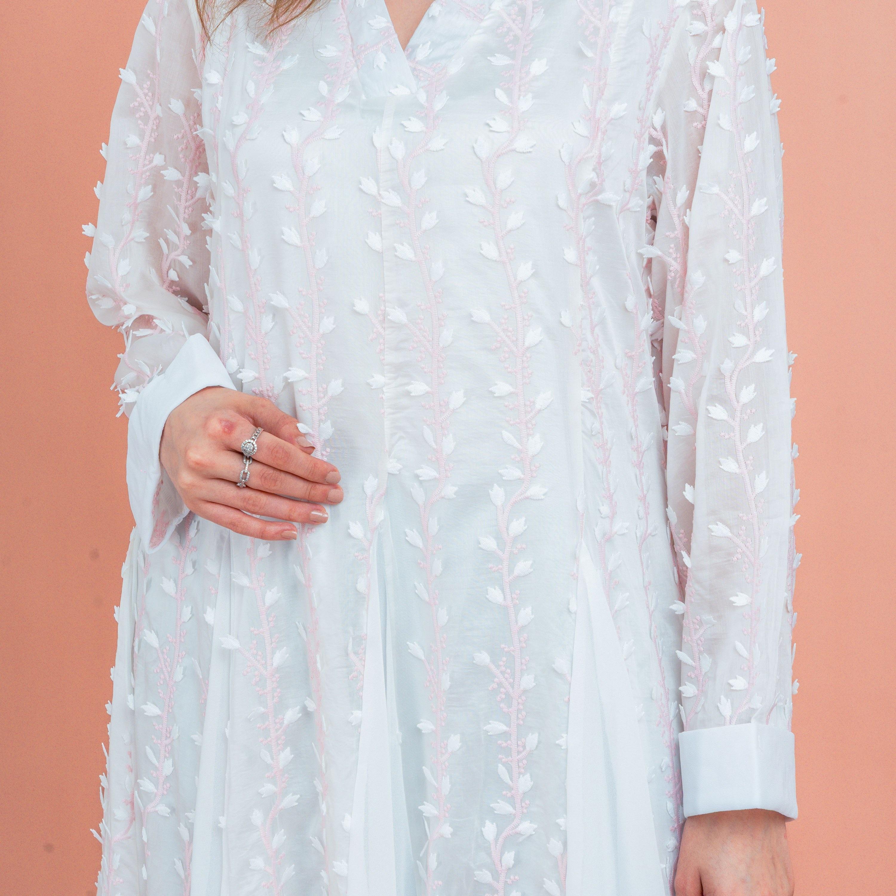 IKKXA Soft Petals Embroidered Godet Panels Women's Jalabiya-women-arabicclothing-jalabiyas-image-2