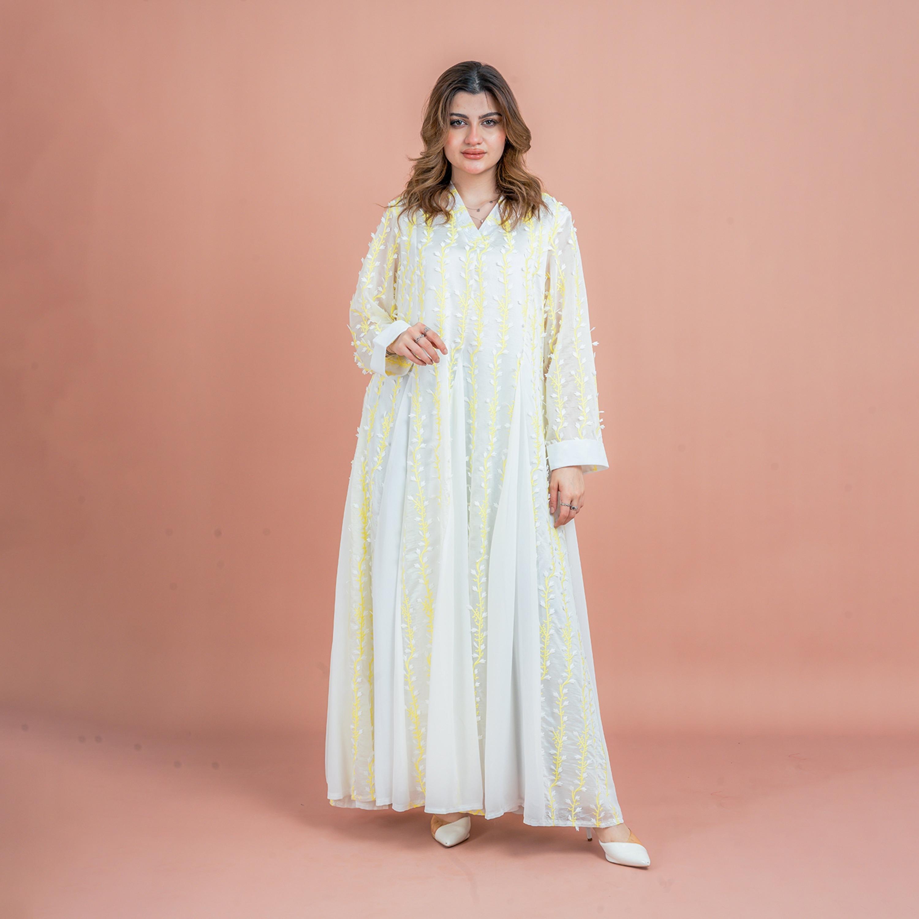 جلابية نسائية بتلات ناعمة ومطرزة بألواح جوديه من إككسا-women-arabicclothing-jalabiyas-image-11