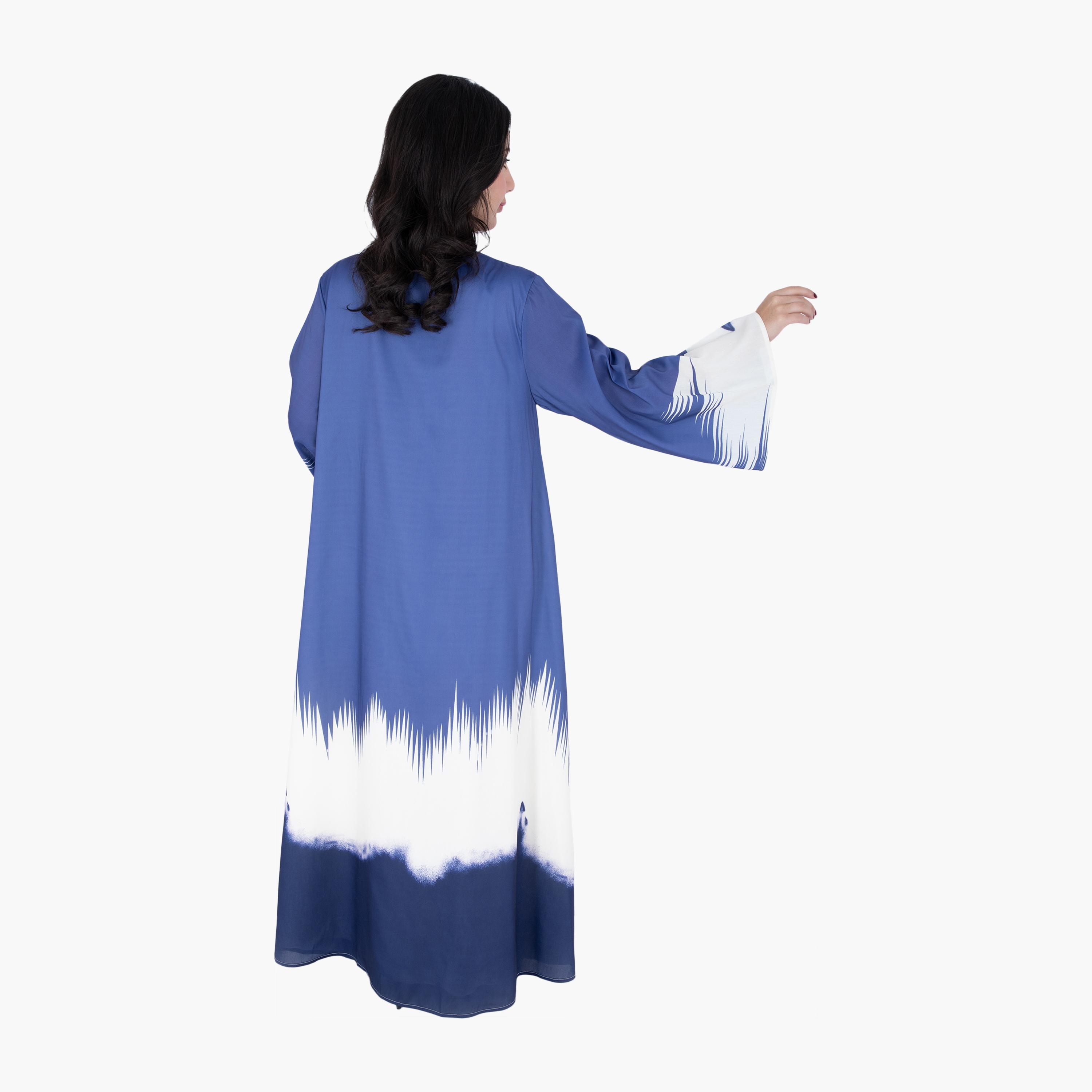 IKKXA Ombre & Beaded Flowers Flared Sleeves Women's Evening Jalabiya-women-arabicclothing-jalabiyas-image-5