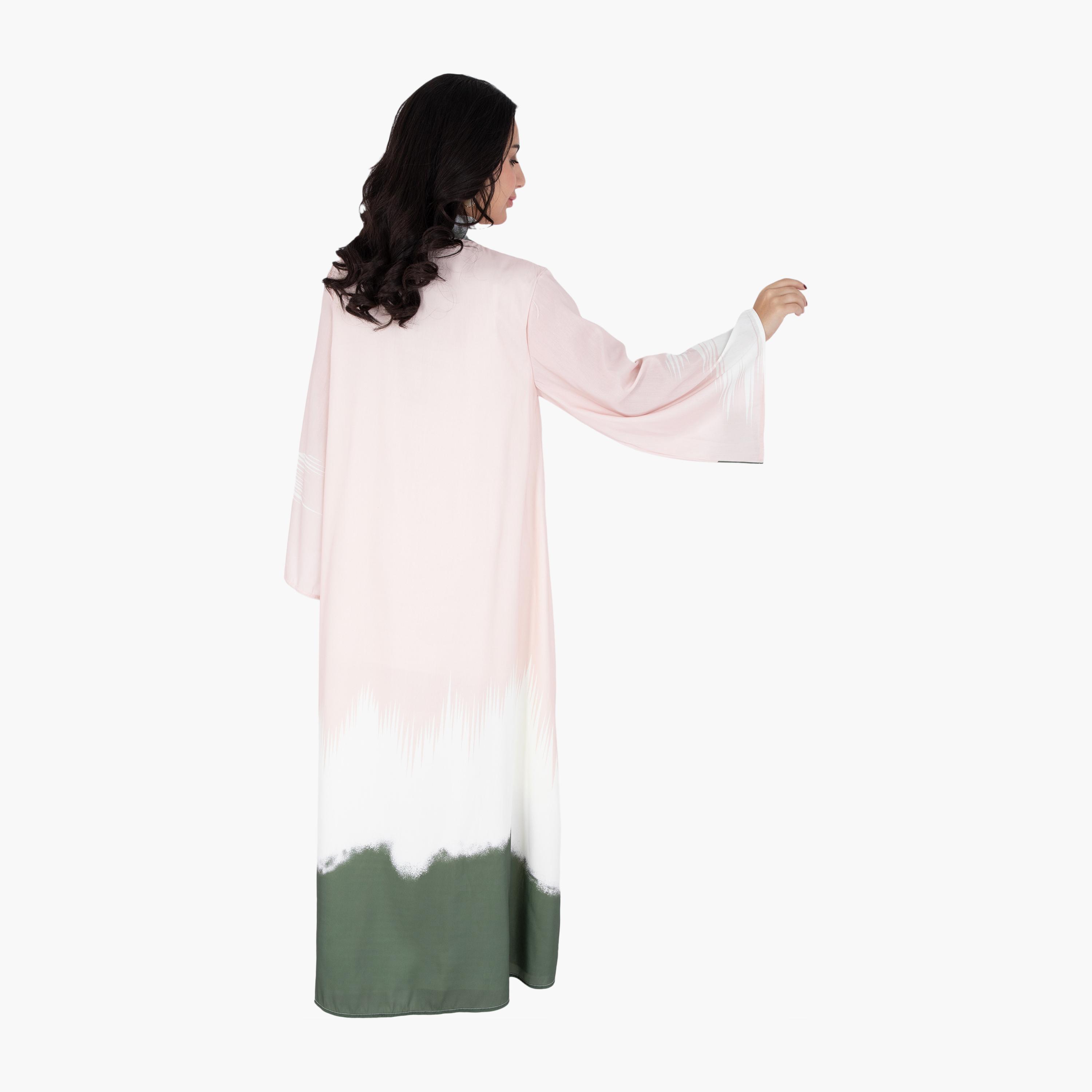 IKKXA Ombre & Beaded Flowers Flared Sleeves Women's Evening Jalabiya-women-arabicclothing-jalabiyas-image-14