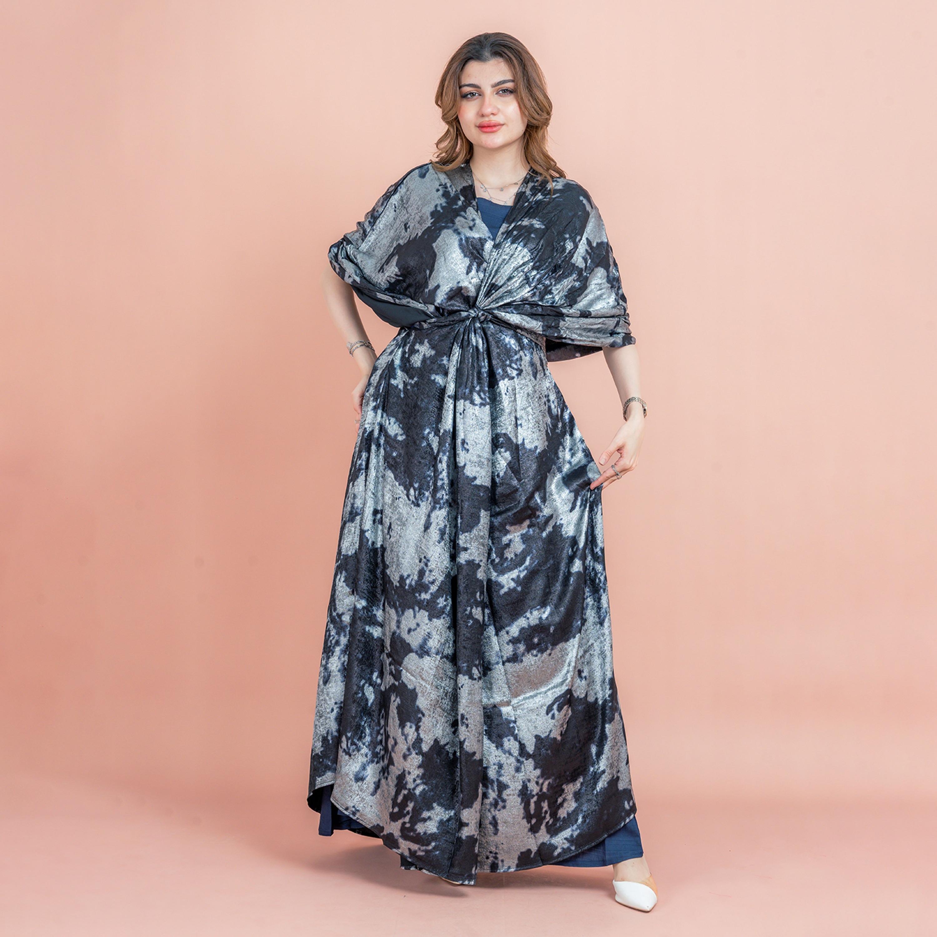 جلابية نسائية بتصميم لفة لامع ومعدني من إككسا-women-clothing-dresses-image-1