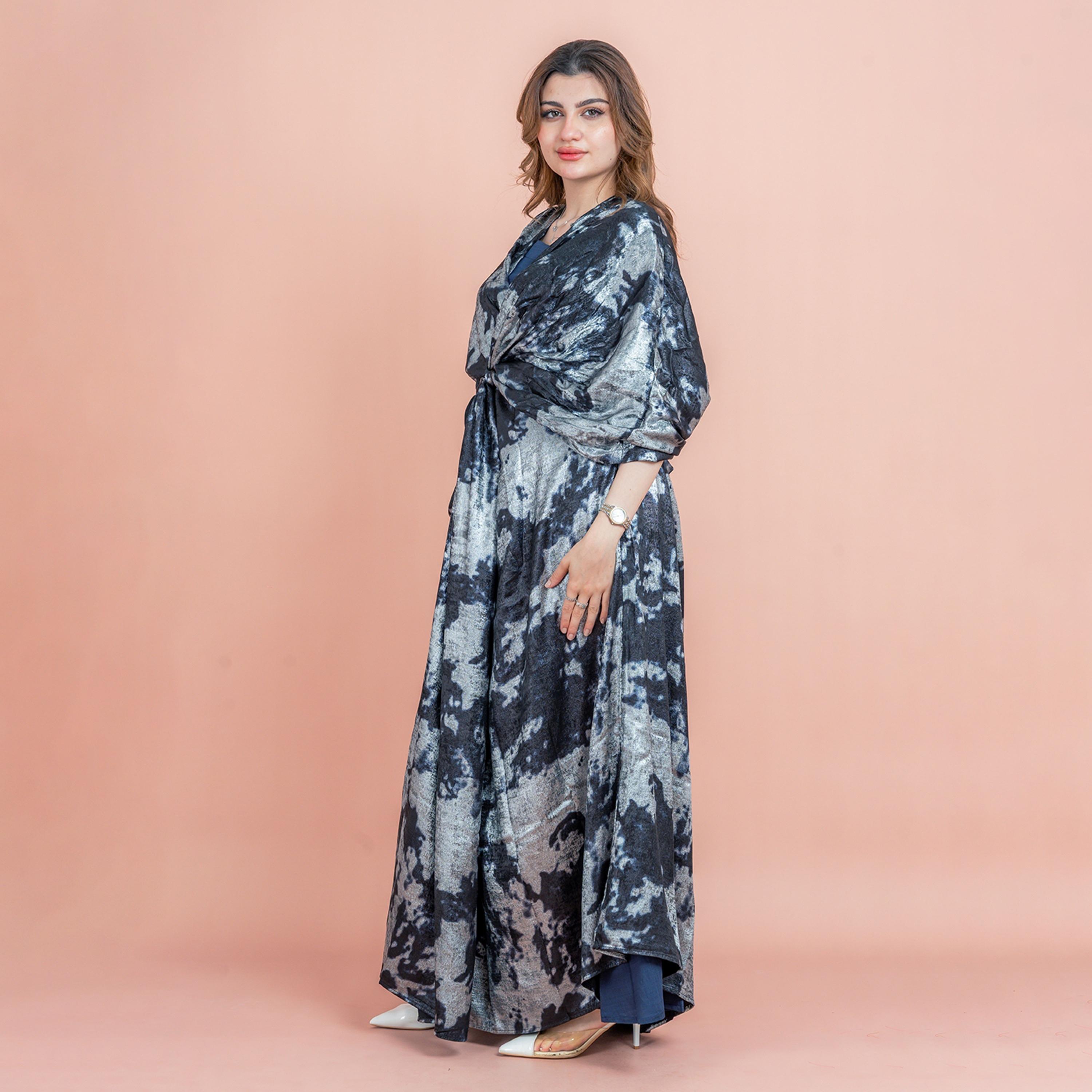 جلابية نسائية بتصميم لفة لامع ومعدني من إككسا-women-clothing-dresses-image-3