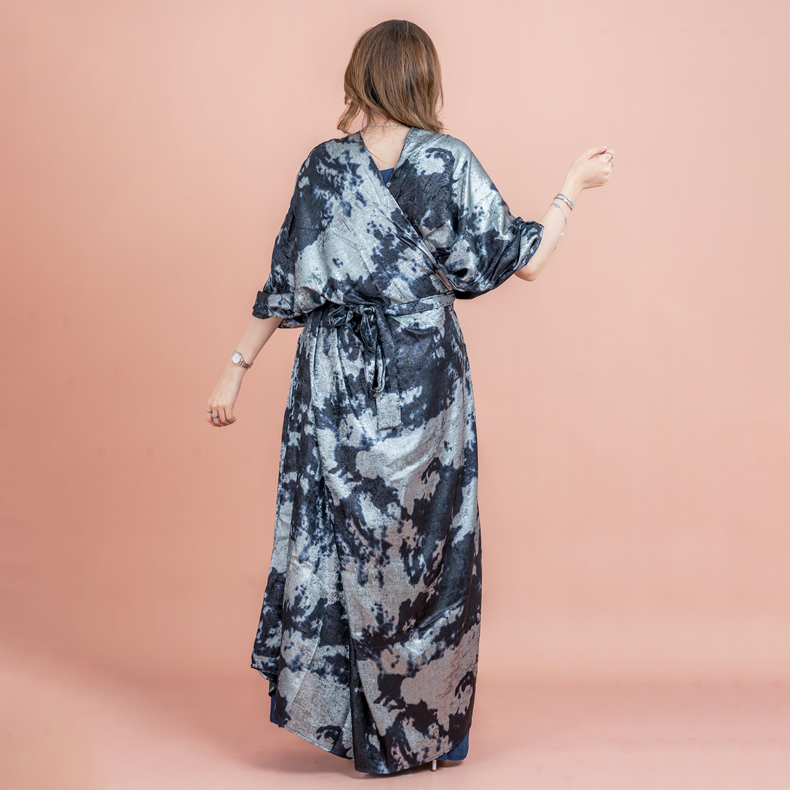 جلابية نسائية بتصميم لفة لامع ومعدني من إككسا-women-clothing-dresses-image-4