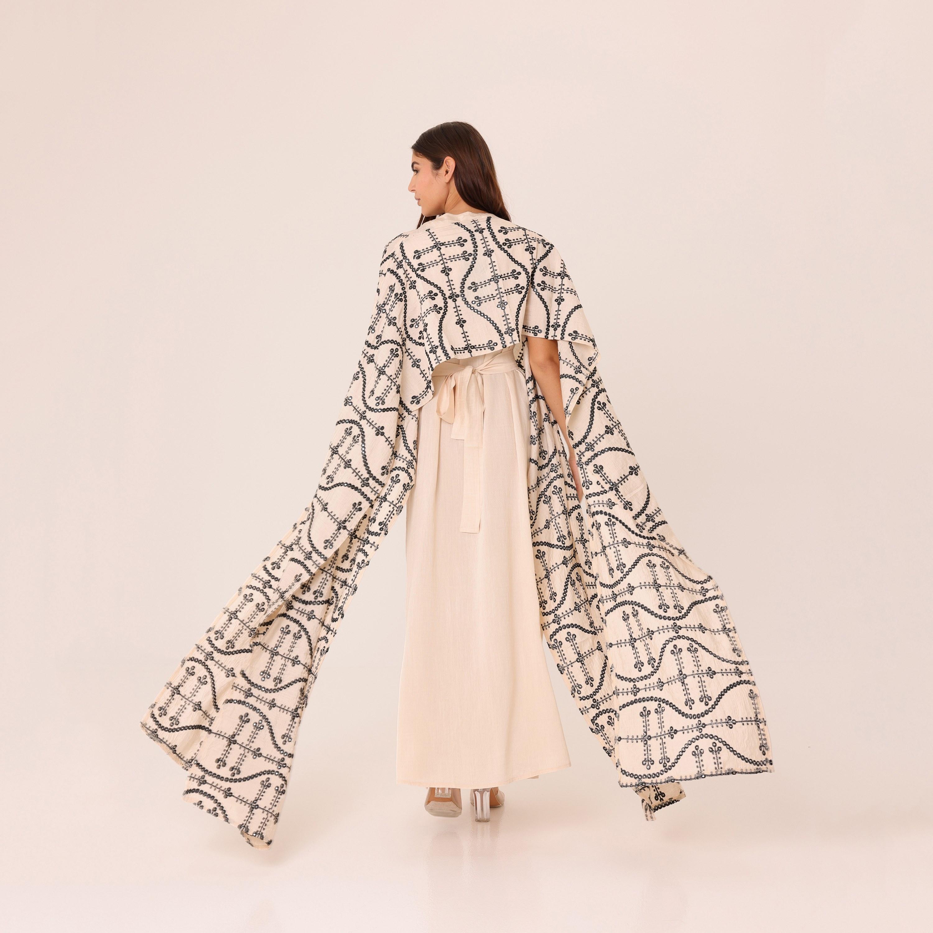 جلابية سهرة نسائية مطرزة مع عباءة علوية من إيككسا-women-arabicclothing-jalabiyas-image-4