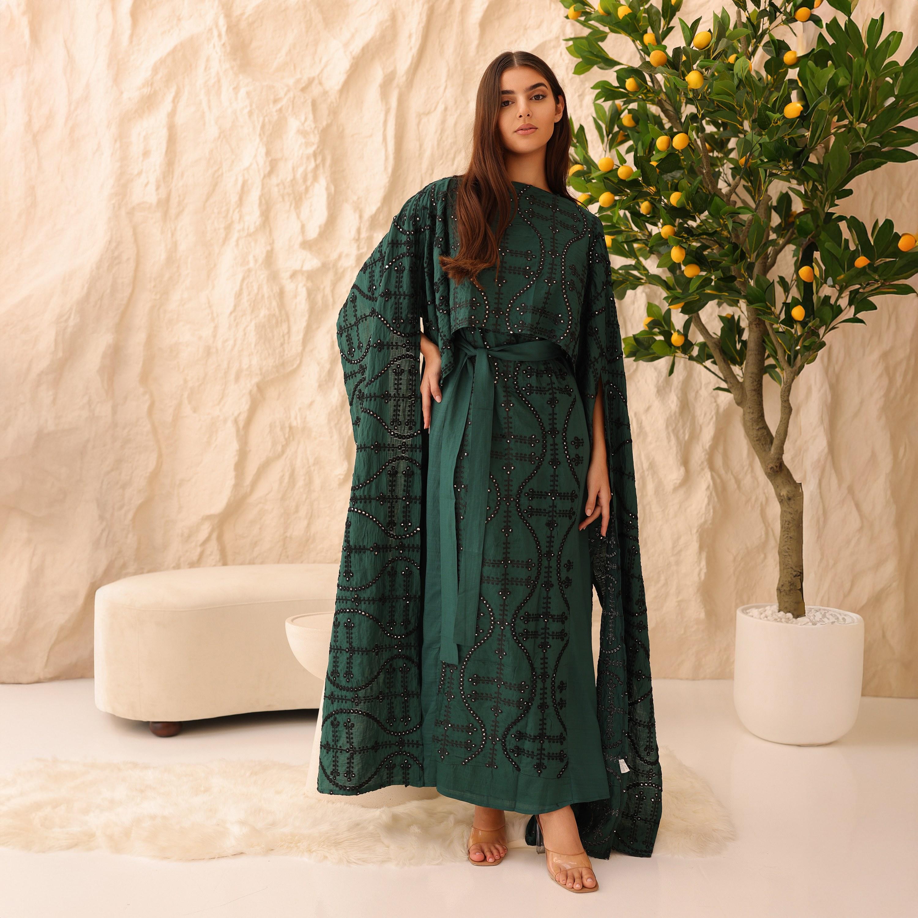 جلابية سهرة نسائية مطرزة مع عباءة علوية من إيككسا-women-arabicclothing-jalabiyas-image-9