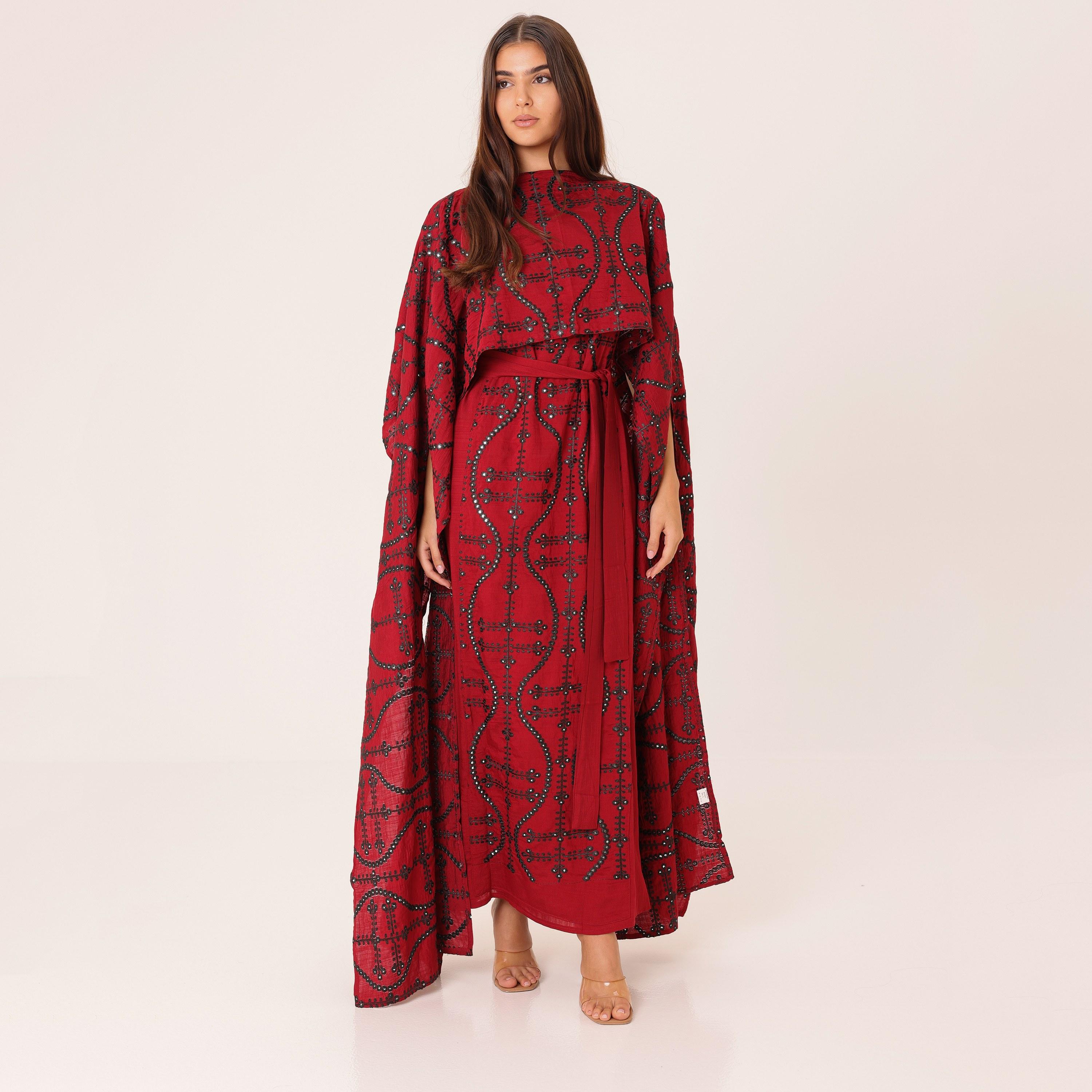 جلابية سهرة نسائية مطرزة مع عباءة علوية من إيككسا-women-arabicclothing-jalabiyas-image-5