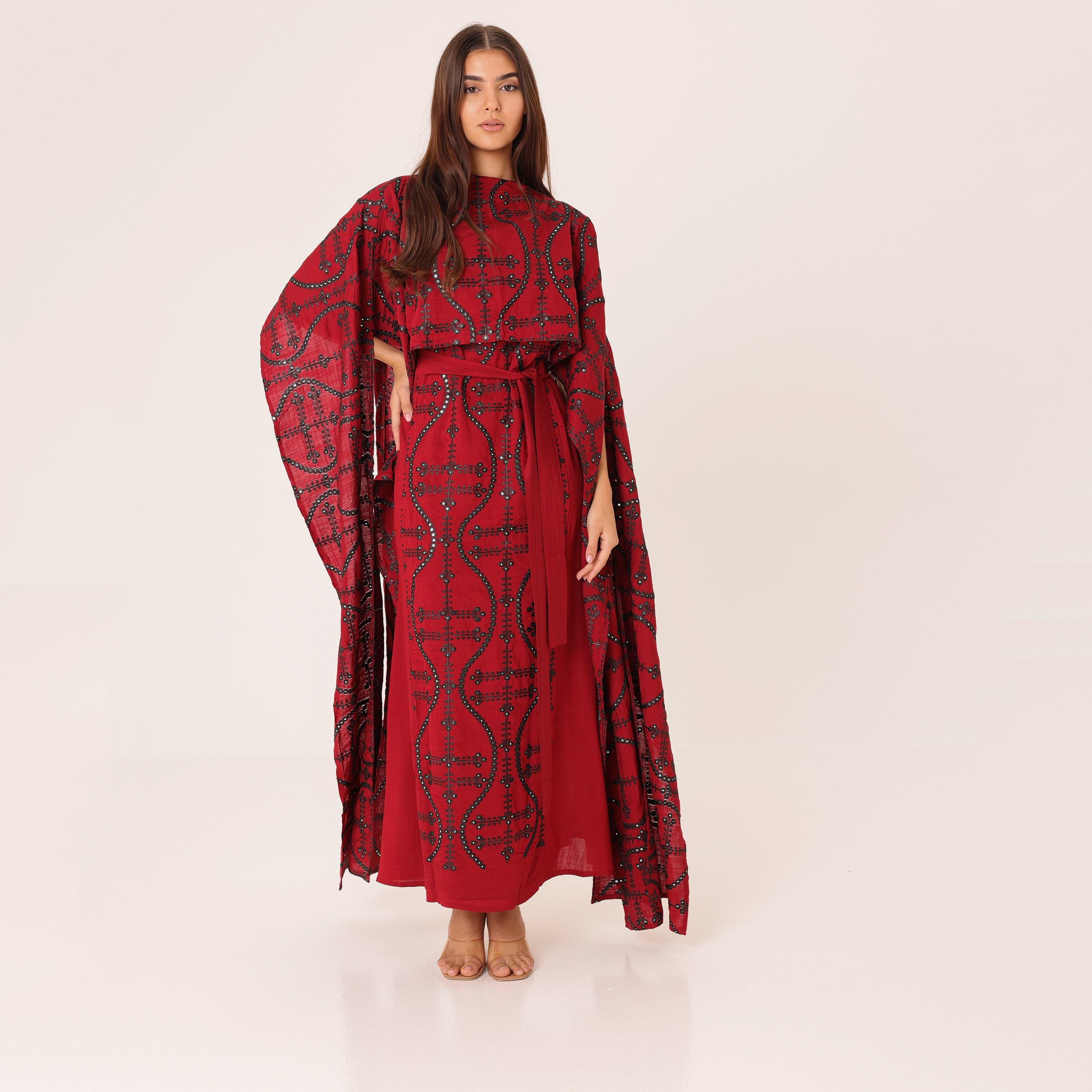 جلابية سهرة نسائية مطرزة مع عباءة علوية من إيككسا-women-arabicclothing-jalabiyas-image-7