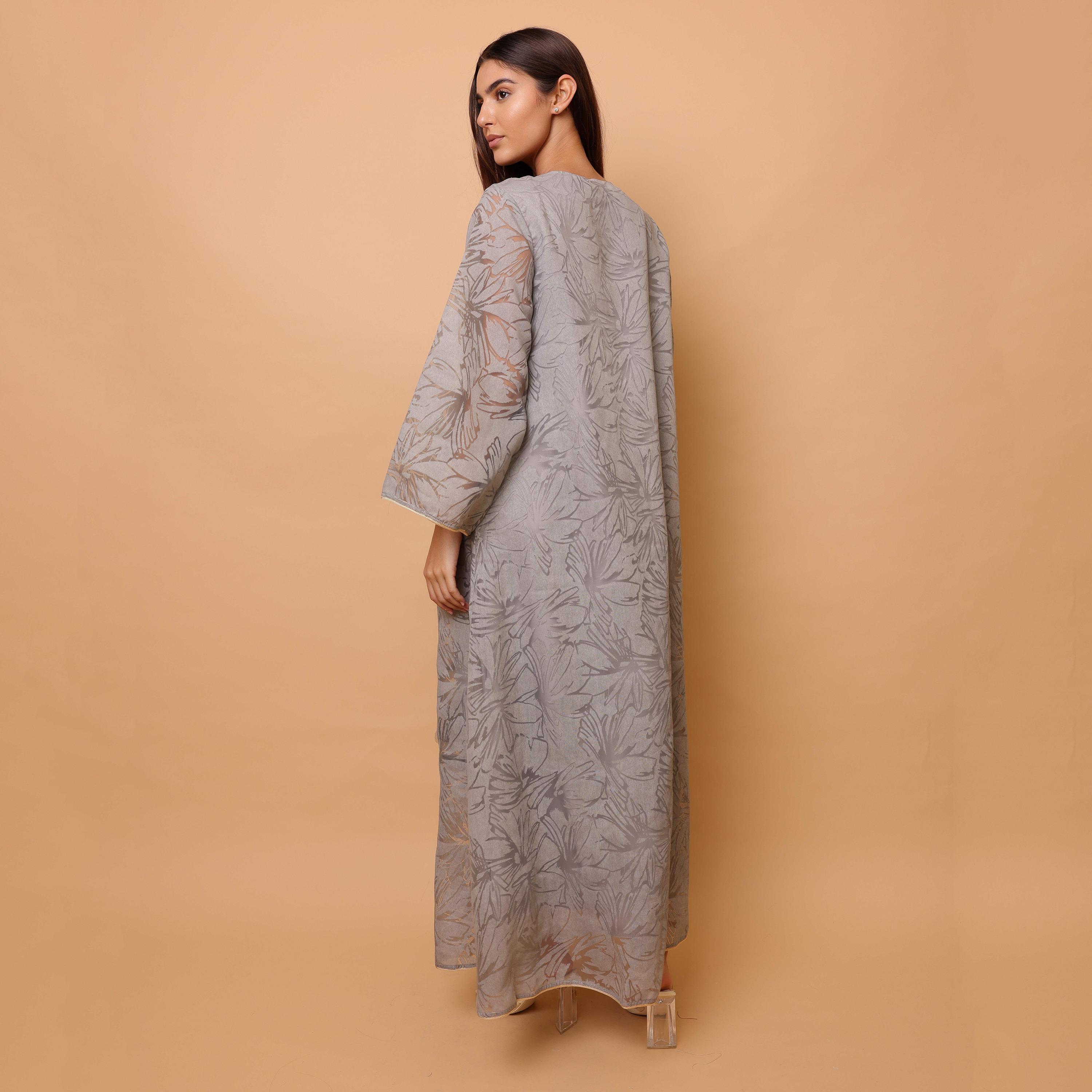 IKKXA Beaded & Sequined Flower Wide Sleeves Women's Evening Jalabiya-women-arabicclothing-jalabiyas-image-4