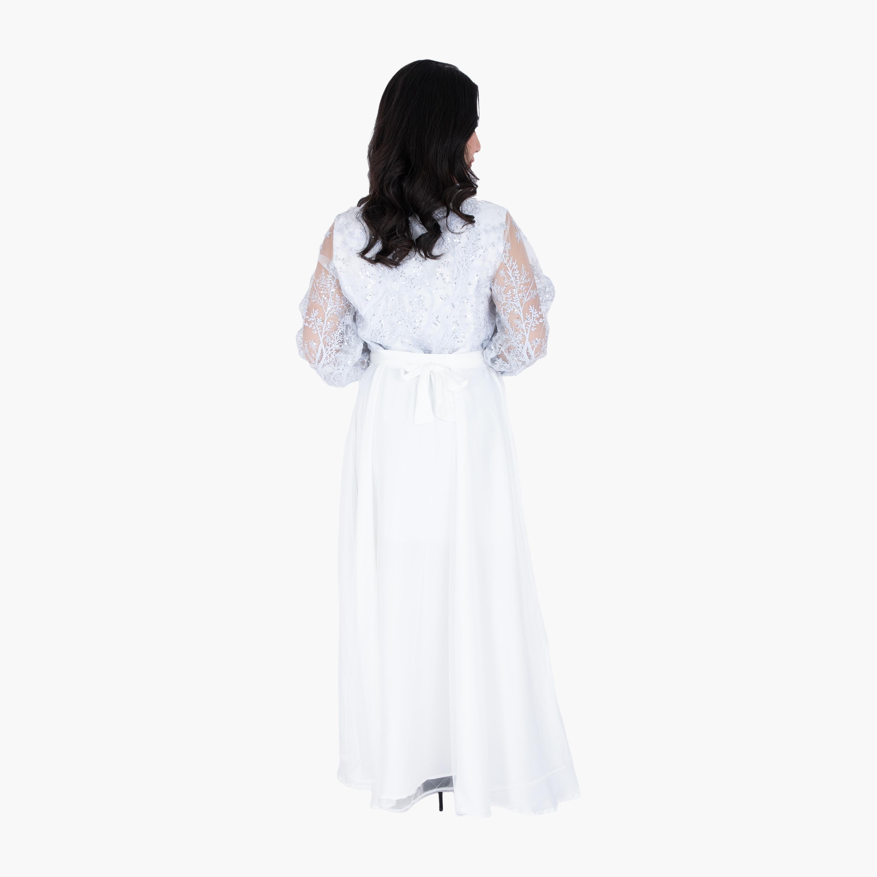 IKKXA Embroidered & Sequined Surplice Neck Balloon Sleeves Women's Evening Layered Jalabiya-women-arabicclothing-jalabiyas-image-15