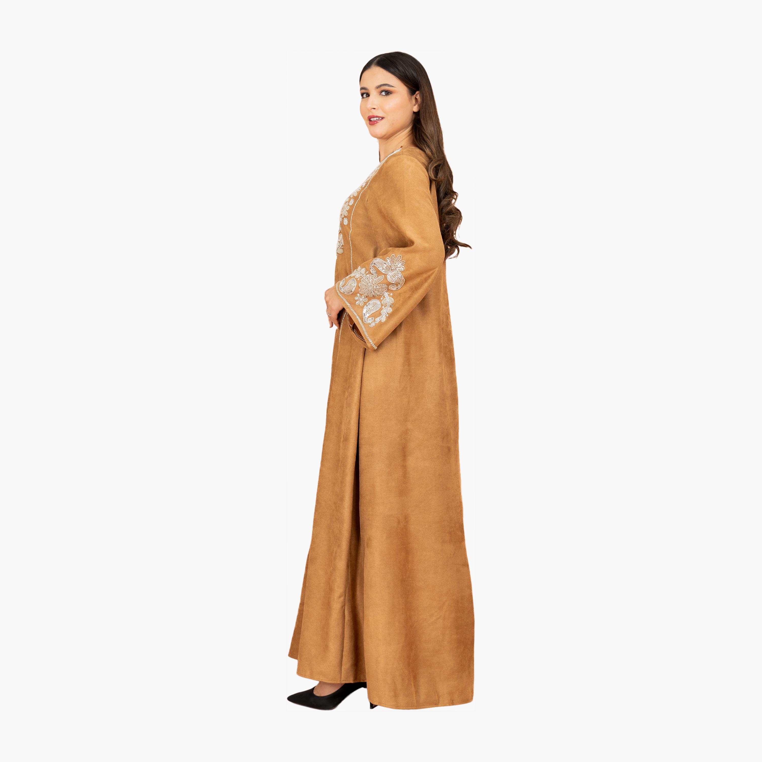 IKKXA Beaded & Sequined Yoke Flared Sleeves Women's Evening Jalabiya-women-arabicclothing-jalabiyas-image-8