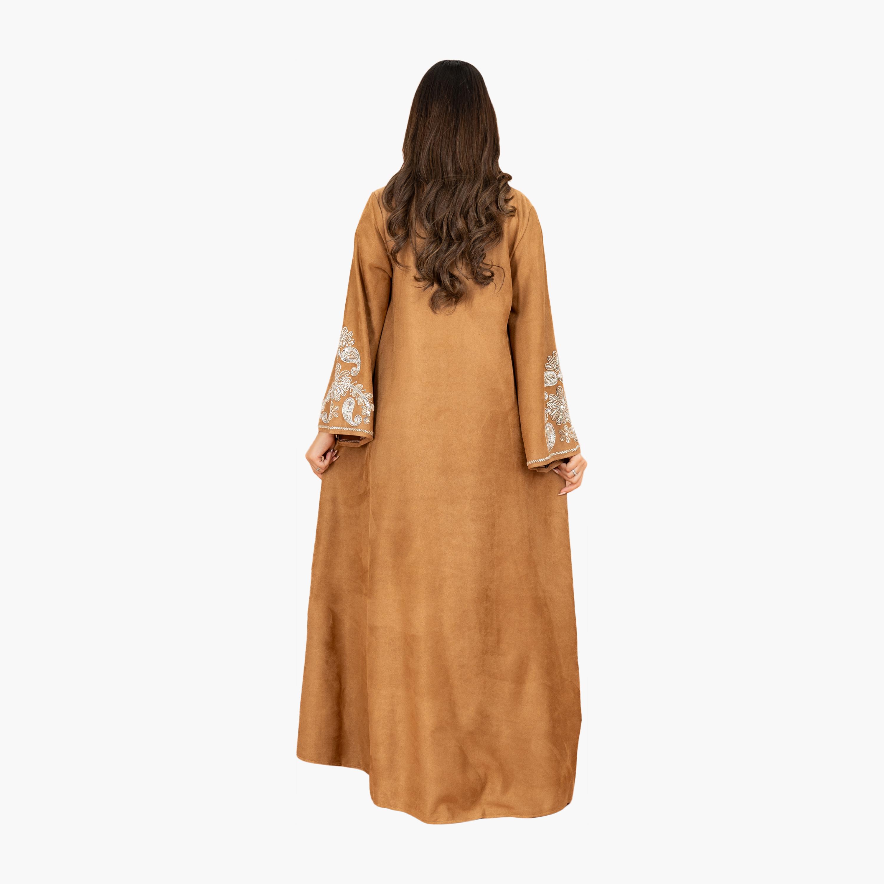 IKKXA Beaded & Sequined Yoke Flared Sleeves Women's Evening Jalabiya-women-arabicclothing-jalabiyas-image-9