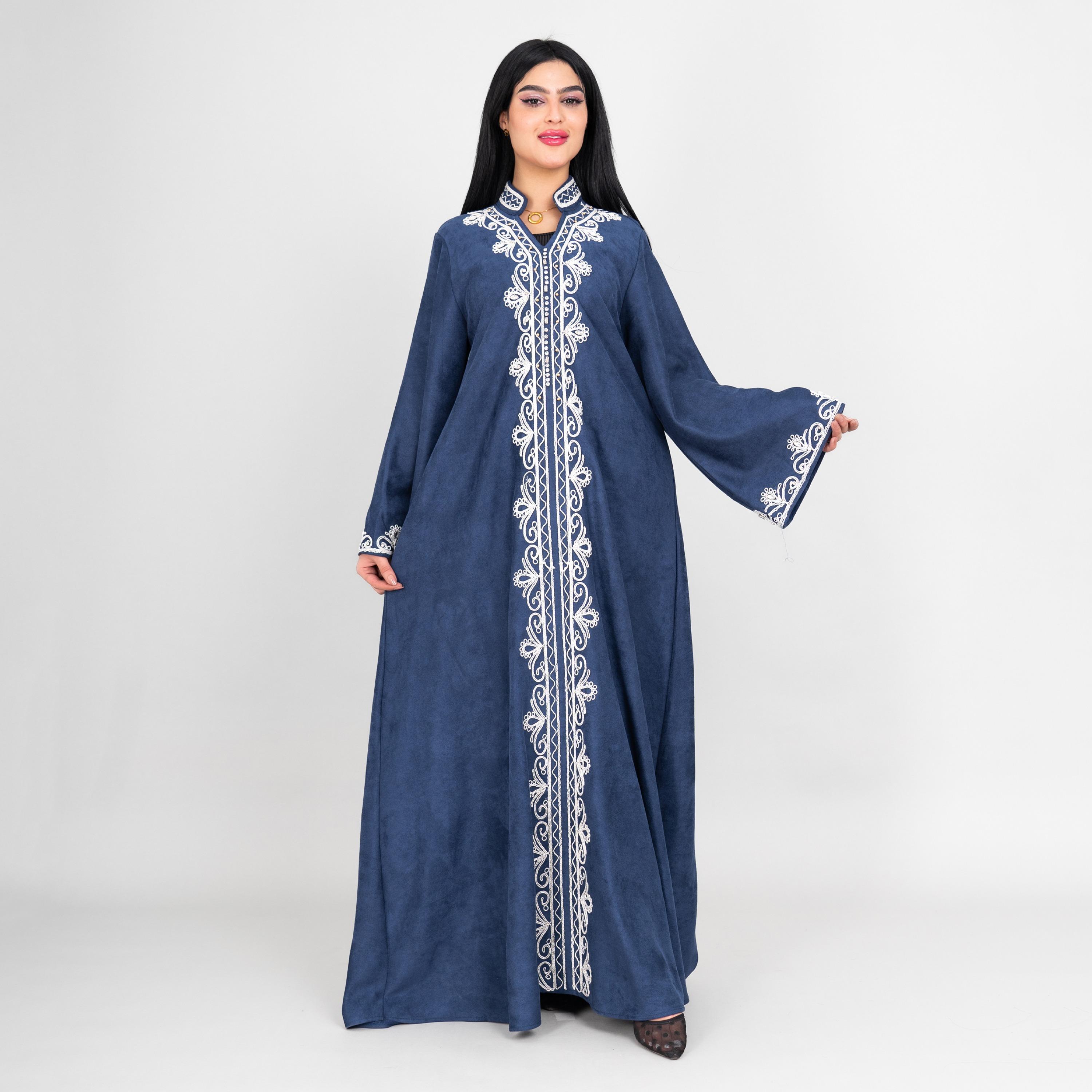 IKKXA Thread Embroidered Mandarin Collar Flared Sleeves Women's Evening Jalabiya-women-arabicclothing-jalabiyas-image-9