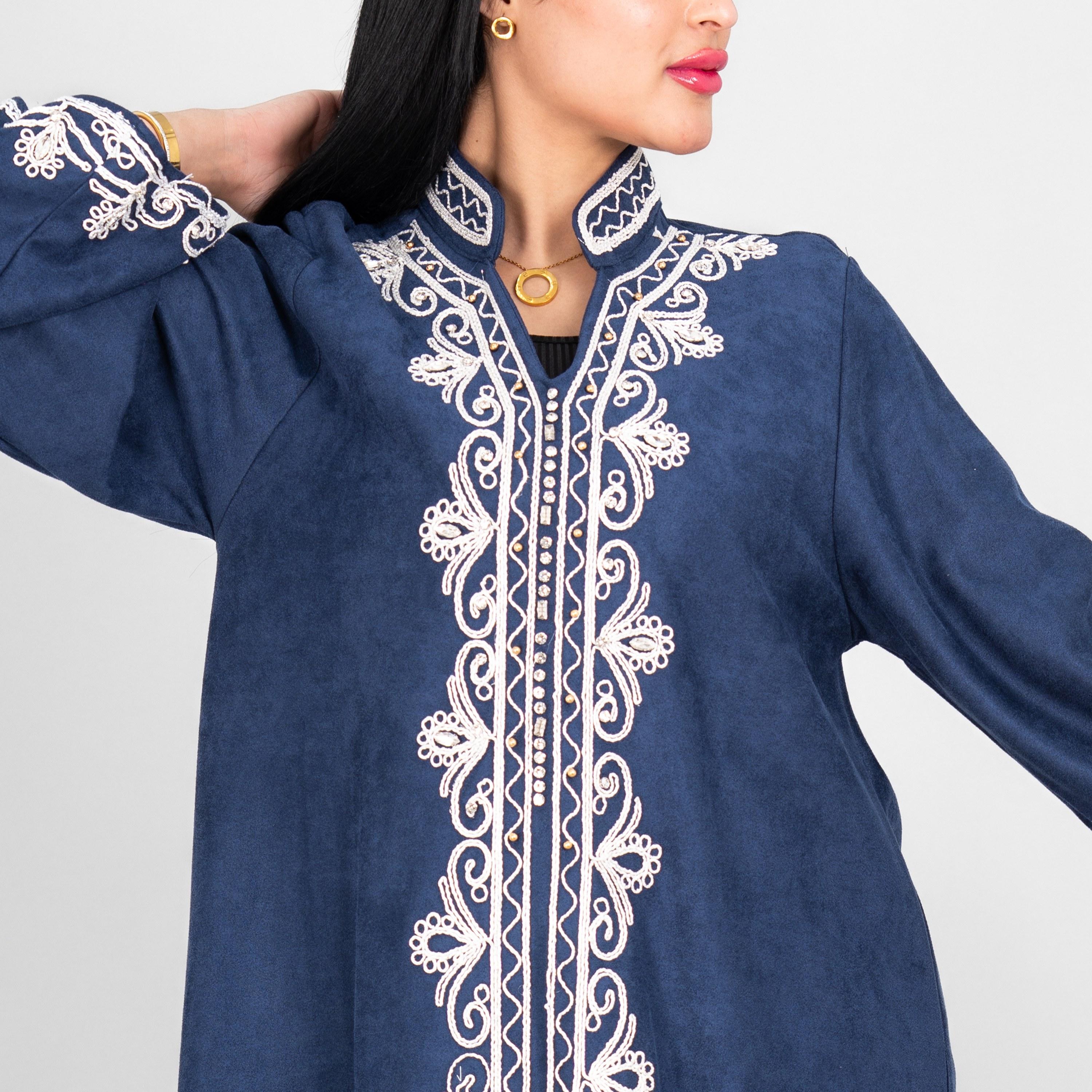 IKKXA Thread Embroidered Mandarin Collar Flared Sleeves Women's Evening Jalabiya-women-arabicclothing-jalabiyas-image-10