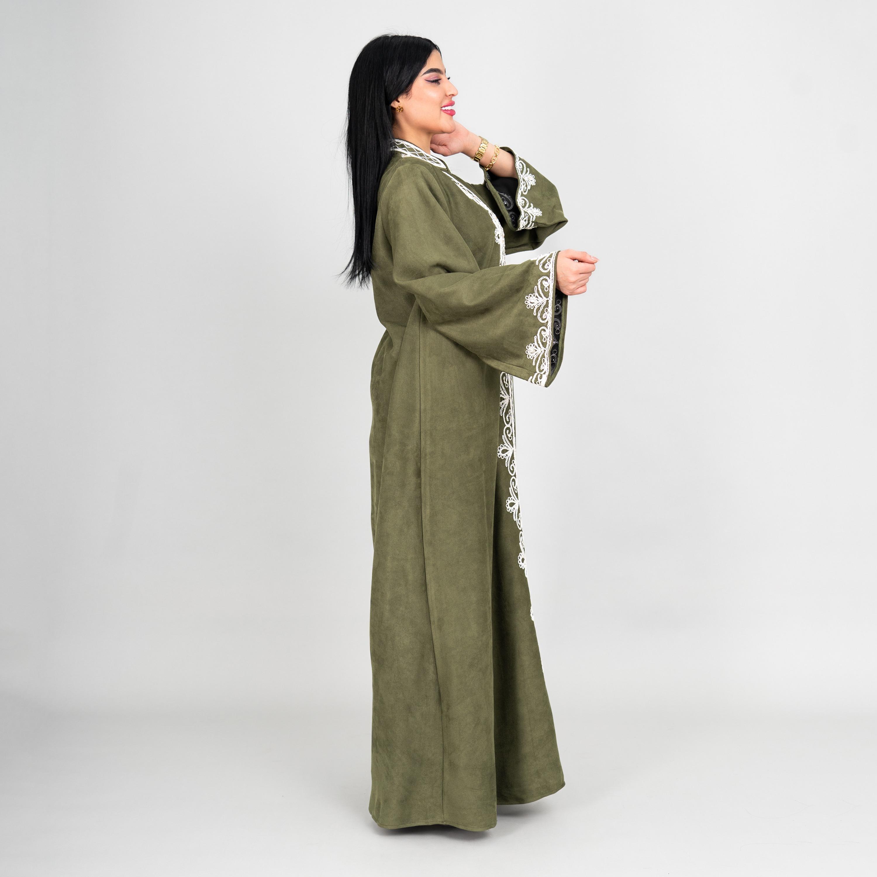 IKKXA Thread Embroidered Mandarin Collar Flared Sleeves Women's Evening Jalabiya-women-arabicclothing-jalabiyas-image-3