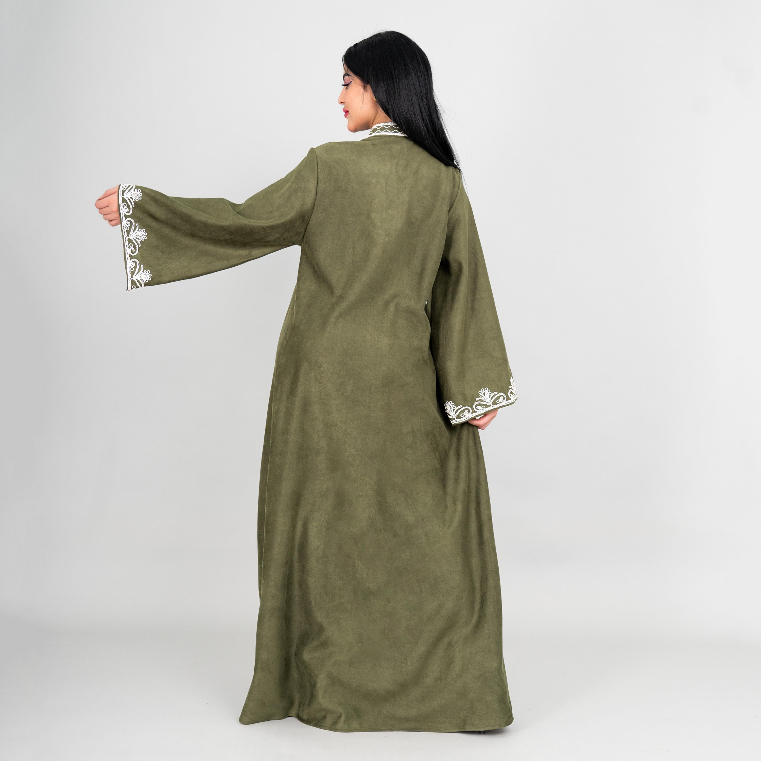 IKKXA Thread Embroidered Mandarin Collar Flared Sleeves Women's Evening Jalabiya-women-arabicclothing-jalabiyas-image-4