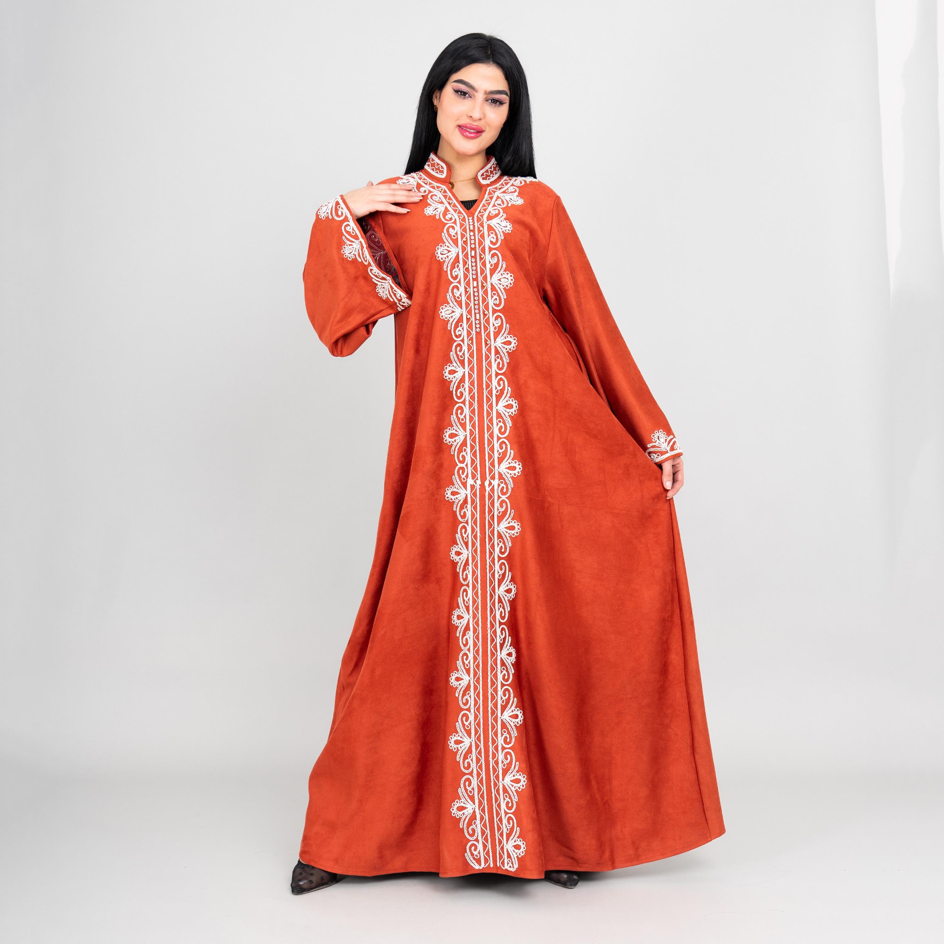 IKKXA Thread Embroidered Mandarin Collar Flared Sleeves Women's Evening Jalabiya-women-arabicclothing-jalabiyas-image-5