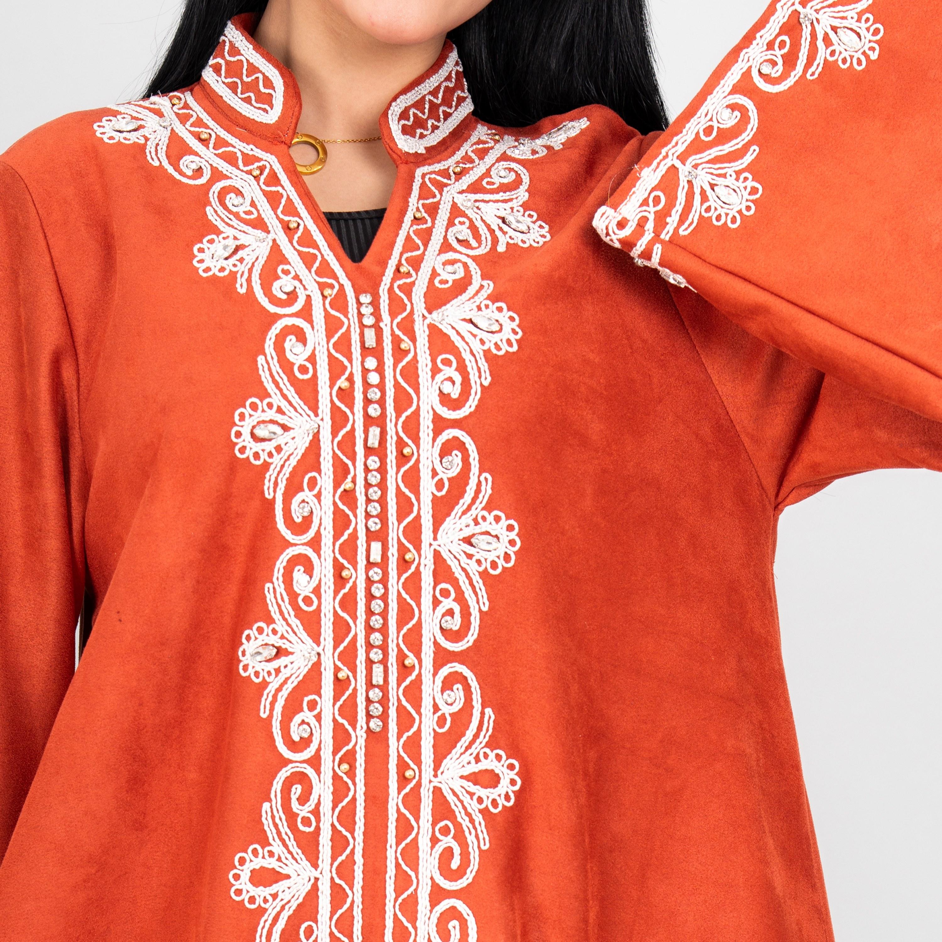 IKKXA Thread Embroidered Mandarin Collar Flared Sleeves Women's Evening Jalabiya-women-arabicclothing-jalabiyas-image-6