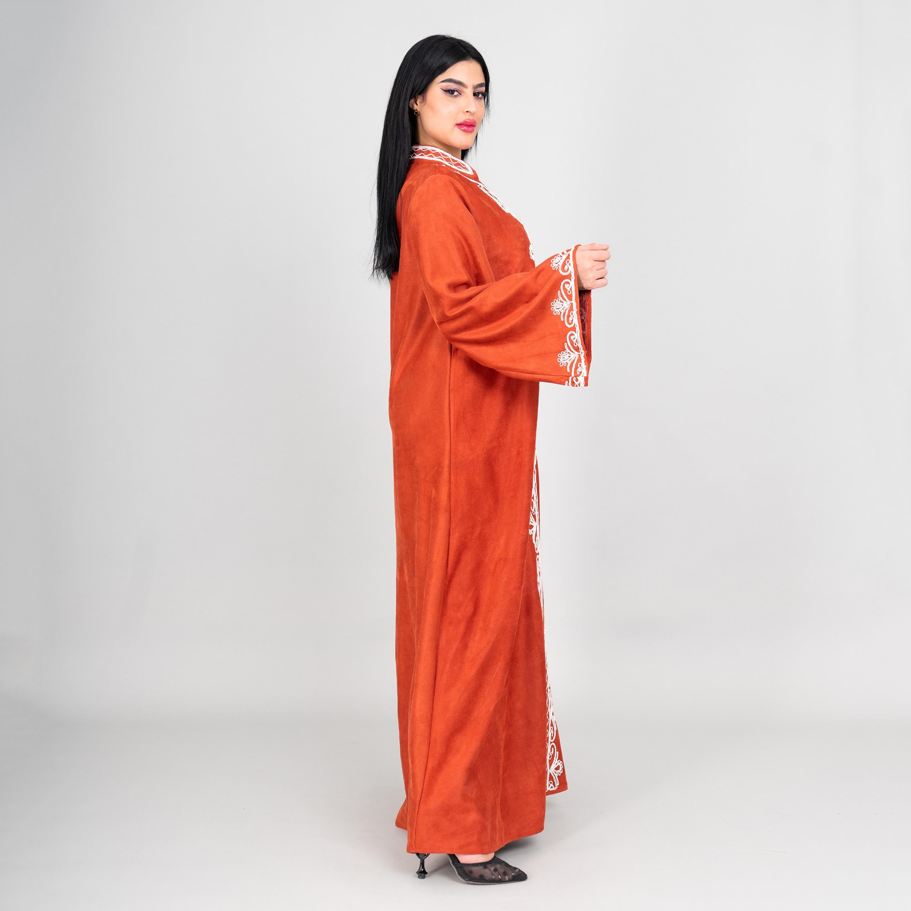 IKKXA Thread Embroidered Mandarin Collar Flared Sleeves Women's Evening Jalabiya-women-arabicclothing-jalabiyas-image-7