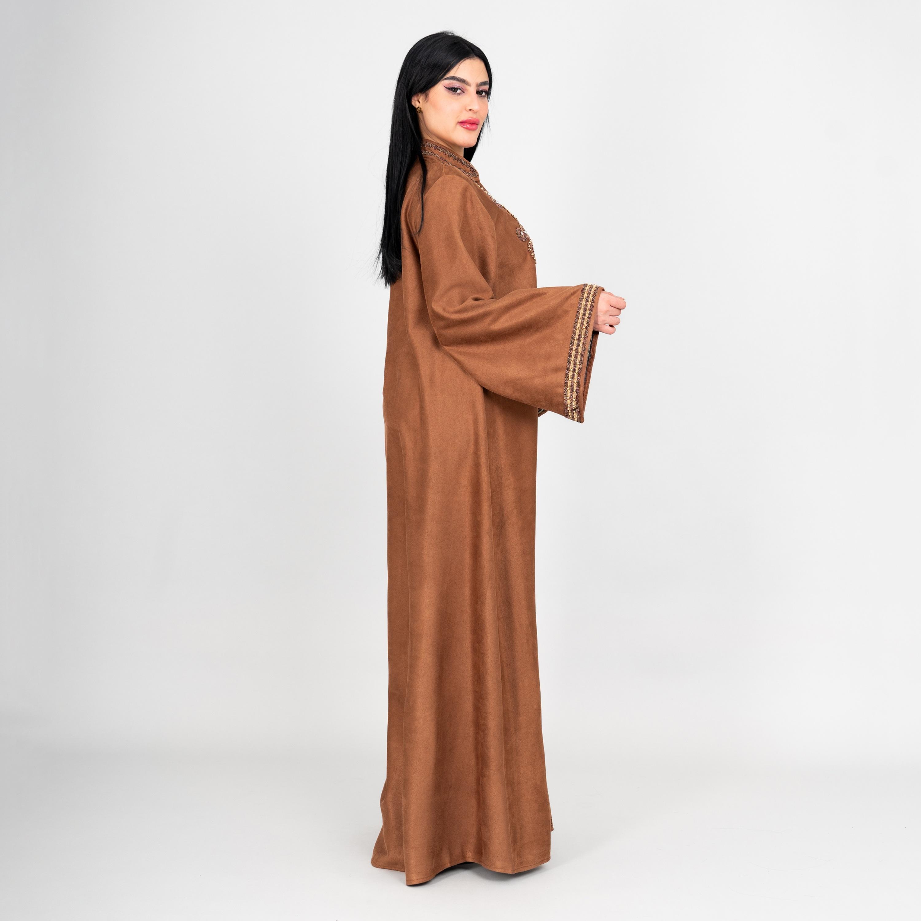 IKKXA Embroidered Yoke Mandarin Collar Flared Sleeves Women's Evening Jalabiya-women-arabicclothing-jalabiyas-image-3