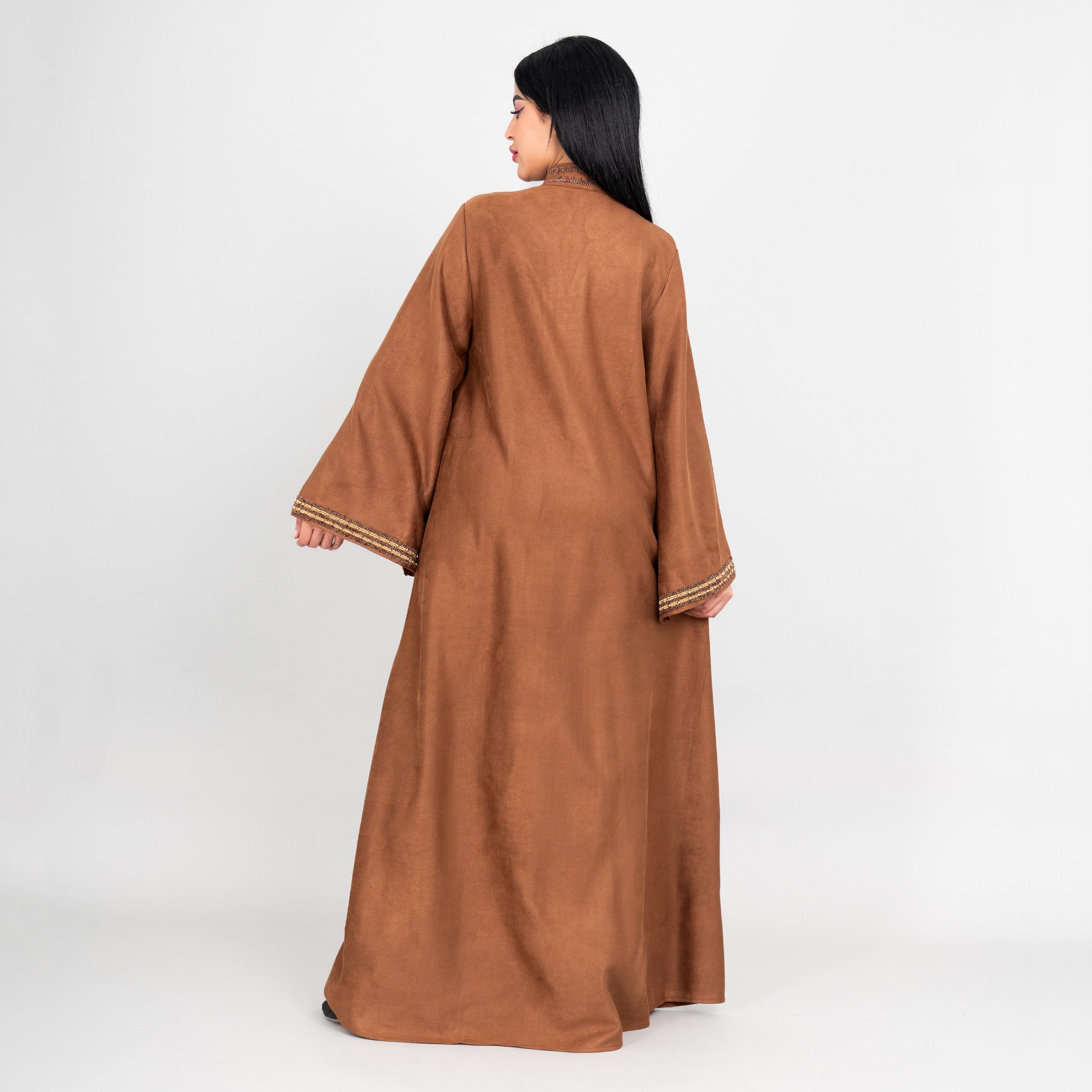 IKKXA Embroidered Yoke Mandarin Collar Flared Sleeves Women's Evening Jalabiya-women-arabicclothing-jalabiyas-image-4