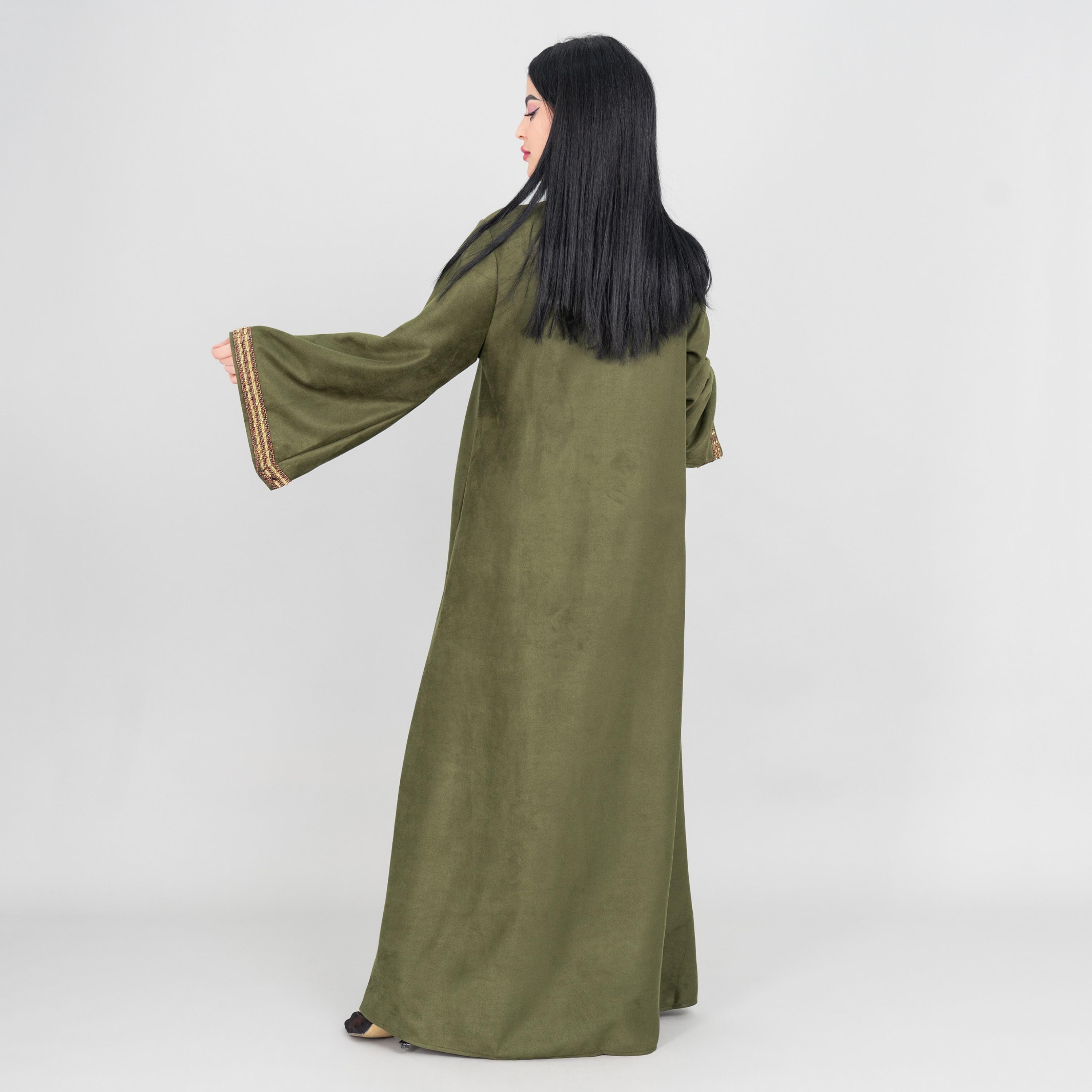 جلابية سهرة نسائية بصدر مطرز وياقة ماندارين وأكمام واسعة من إيككسا-women-arabicclothing-jalabiyas-image-8