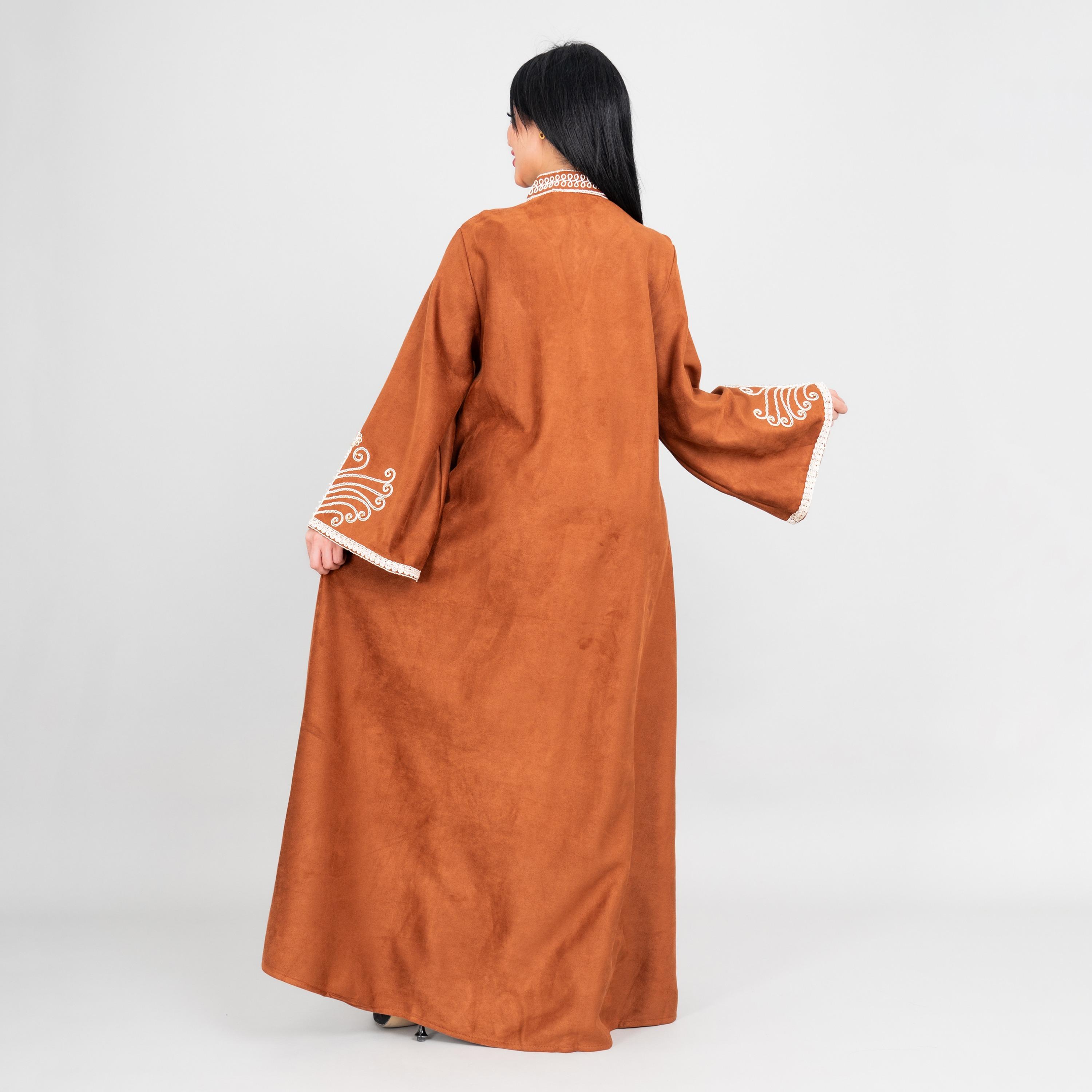 IKKXA Thread Embroidered Mandarin Collar Flared Sleeves Women's Evening Jalabiya-women-arabicclothing-jalabiyas-image-4