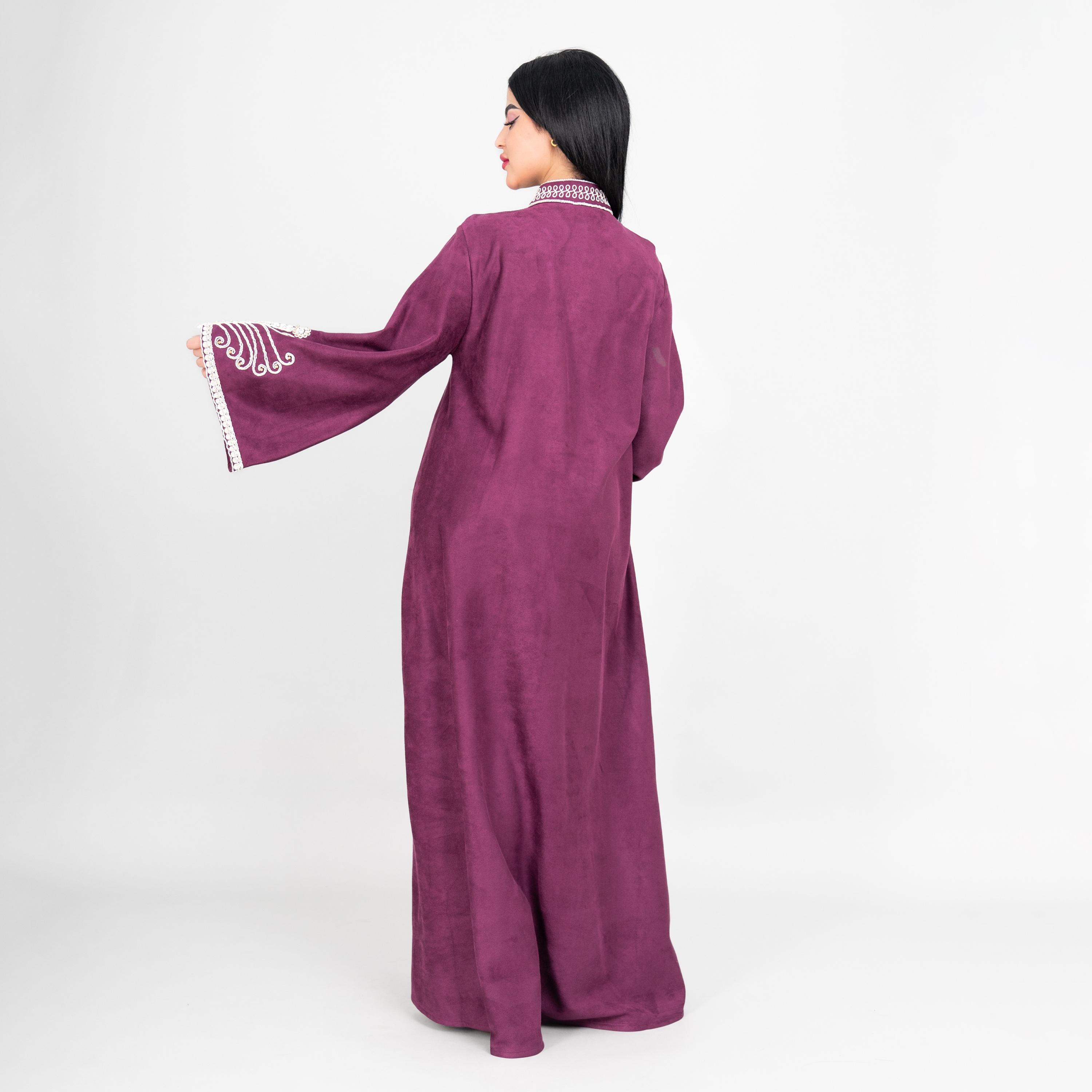 جلابية سهرة نسائية بتطريز خيوط وياقة ماندارين وأكمام واسعة من إيككسا-women-arabicclothing-jalabiyas-image-12