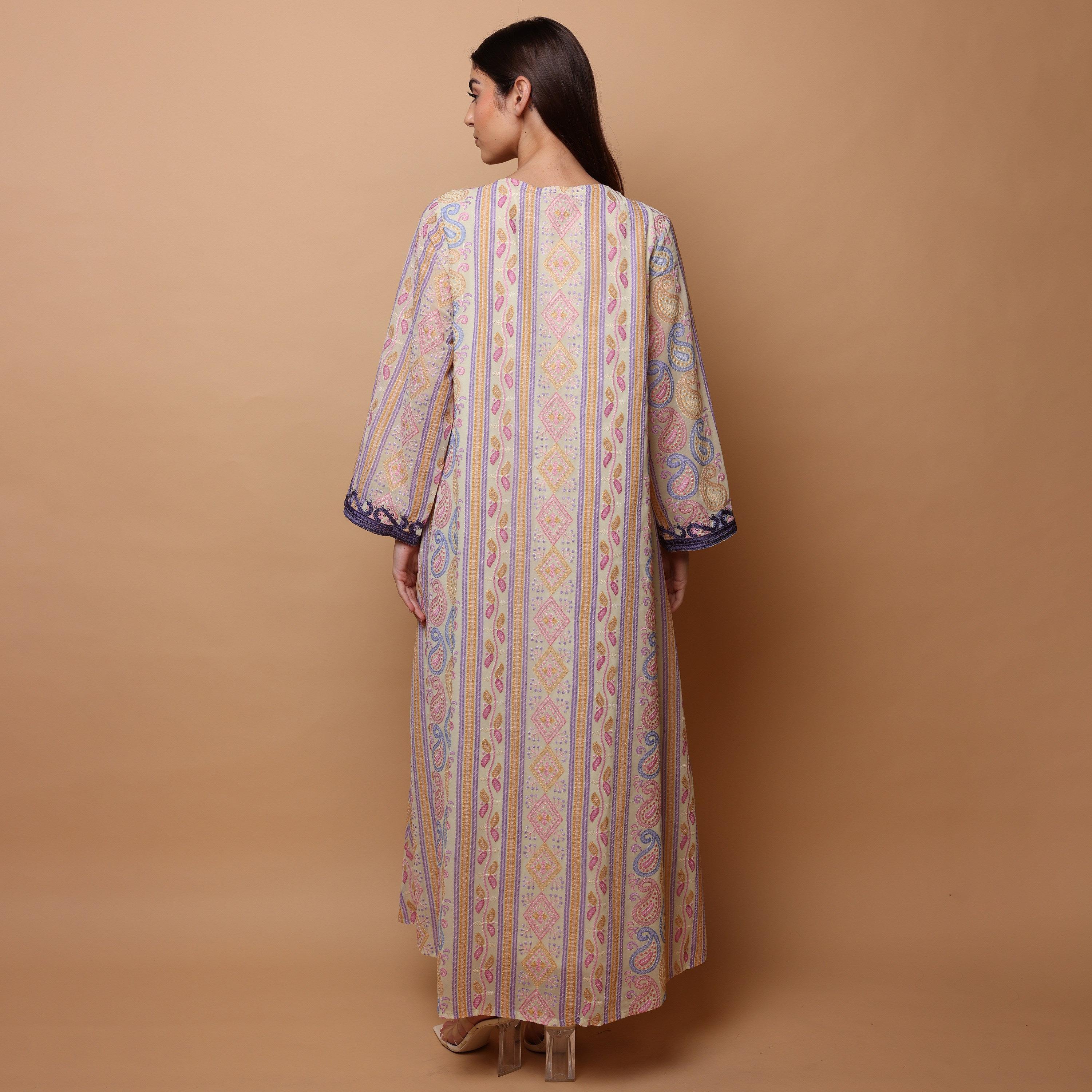 IKKXA Paisley & Geometric Wide Sleeves Women's Evening Jalabiya-women-clothing-dresses-image-5