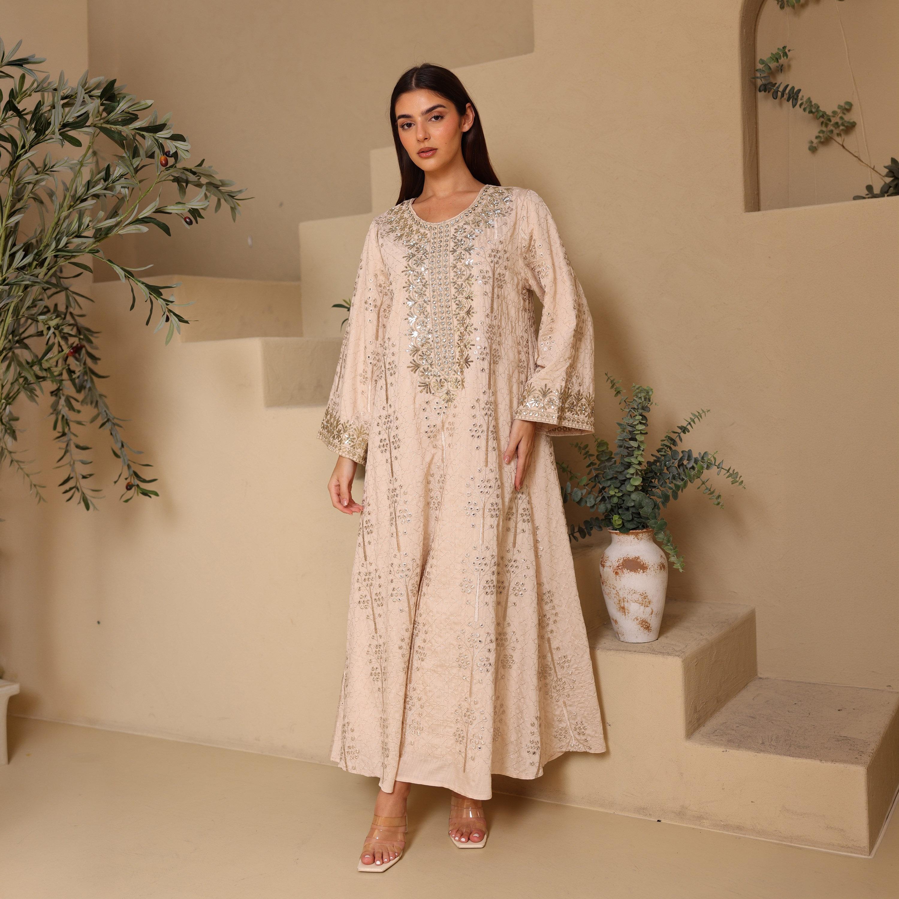IKKXA All-Over Embroidered Wide Sleeves Women's Evening Jalabiya-women-arabicclothing-jalabiyas-image-1