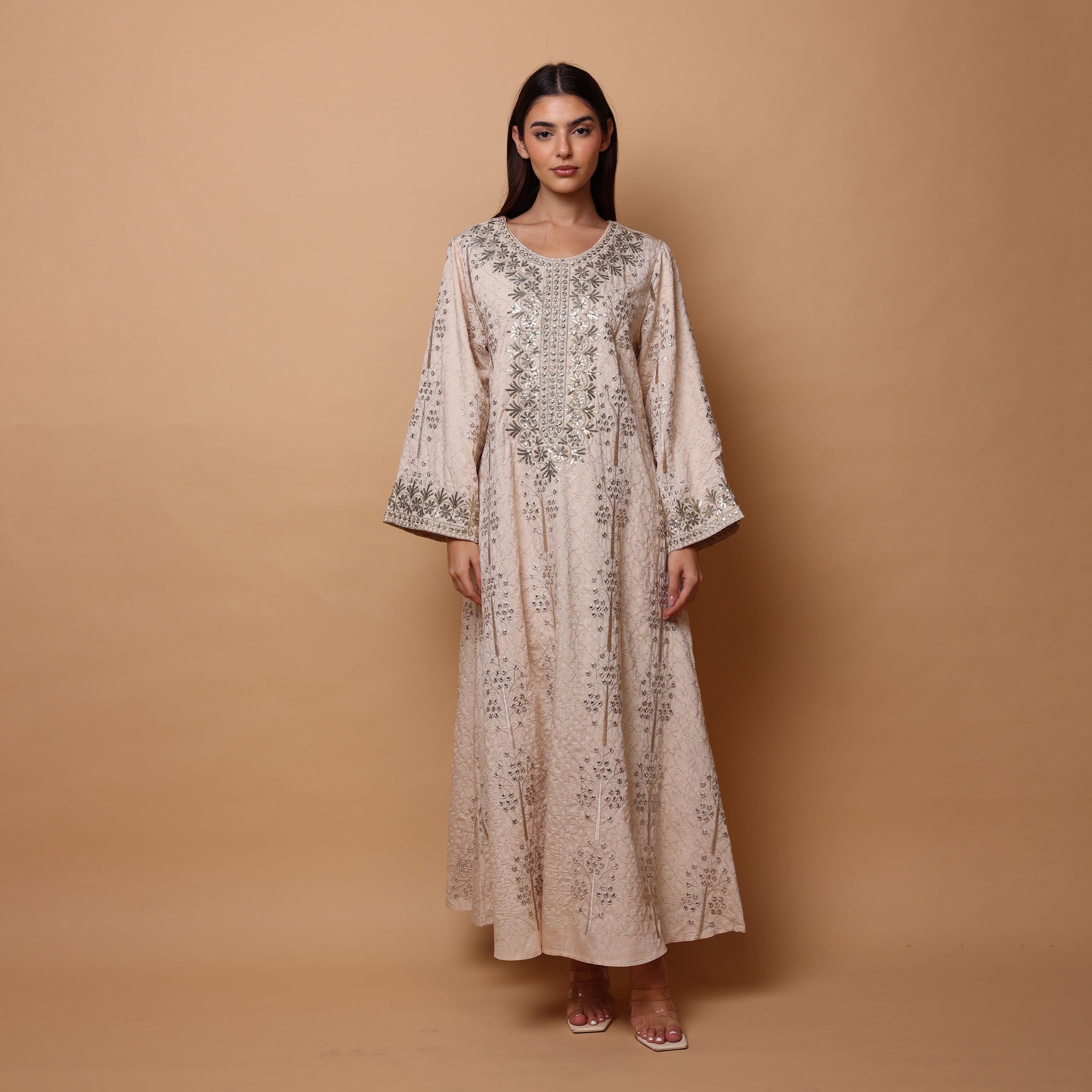 IKKXA All-Over Embroidered Wide Sleeves Women's Evening Jalabiya-women-arabicclothing-jalabiyas-image-3