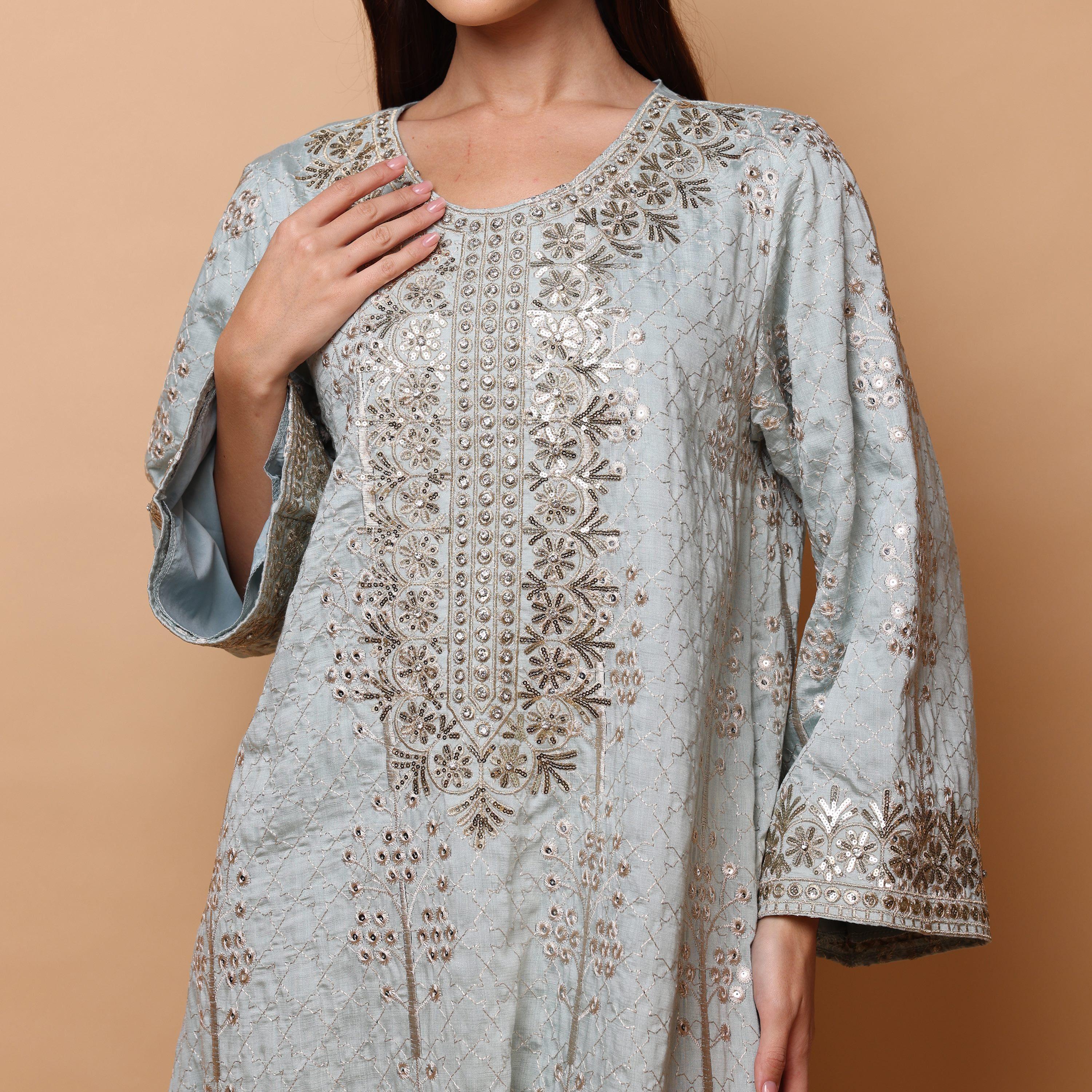 IKKXA All-Over Embroidered Wide Sleeves Women's Evening Jalabiya-women-arabicclothing-jalabiyas-image-2