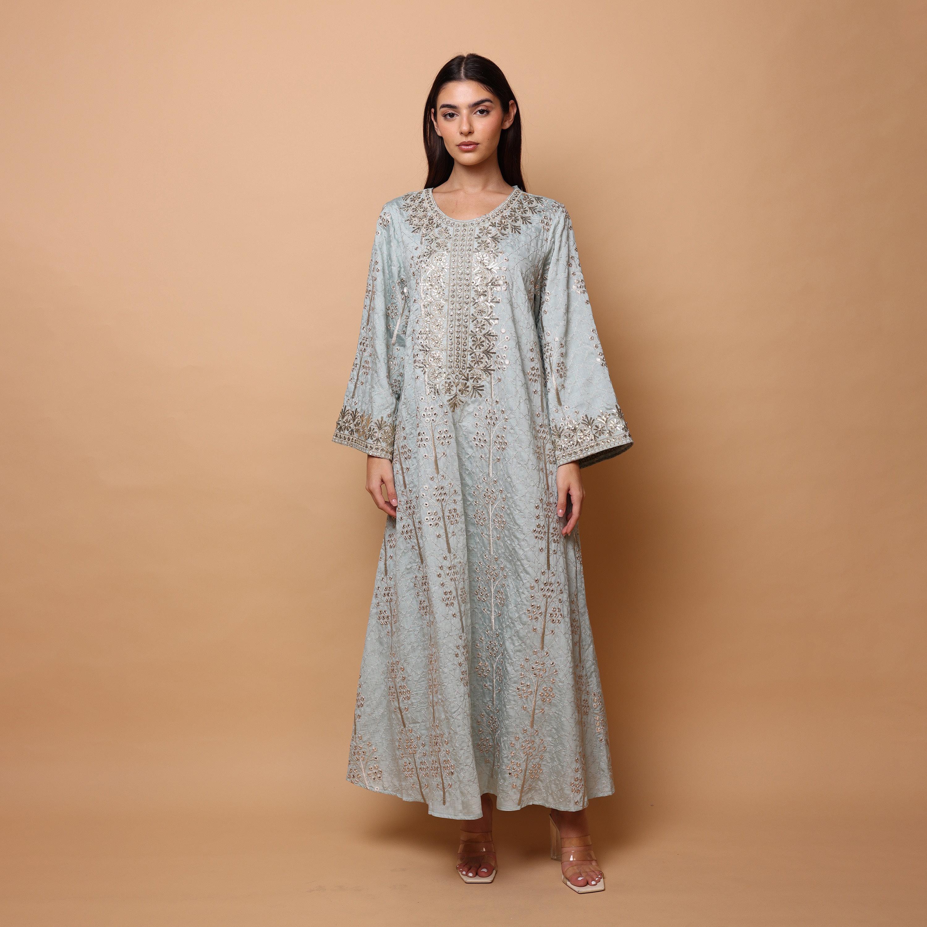 IKKXA All-Over Embroidered Wide Sleeves Women's Evening Jalabiya-women-arabicclothing-jalabiyas-image-3