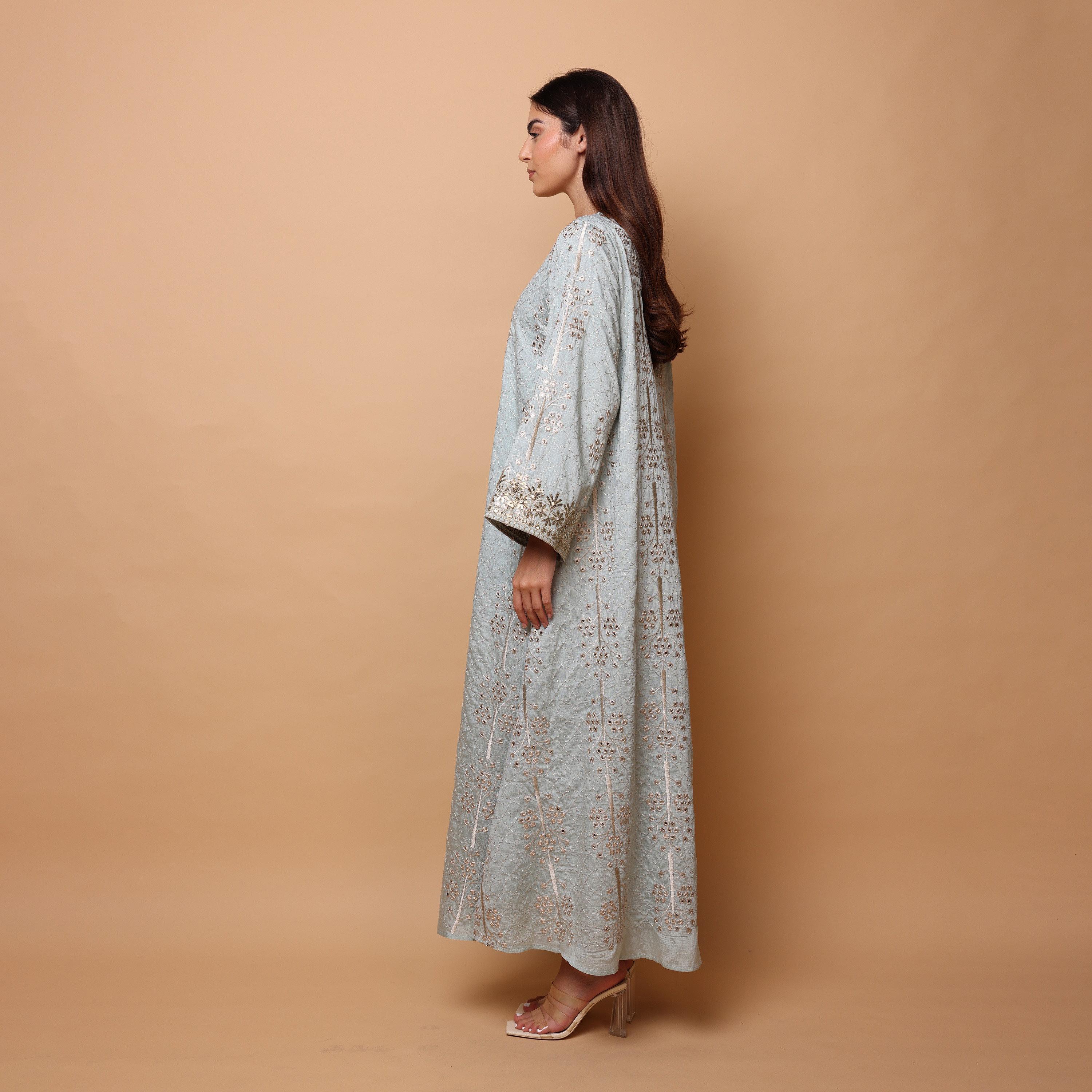 IKKXA All-Over Embroidered Wide Sleeves Women's Evening Jalabiya-women-arabicclothing-jalabiyas-image-4