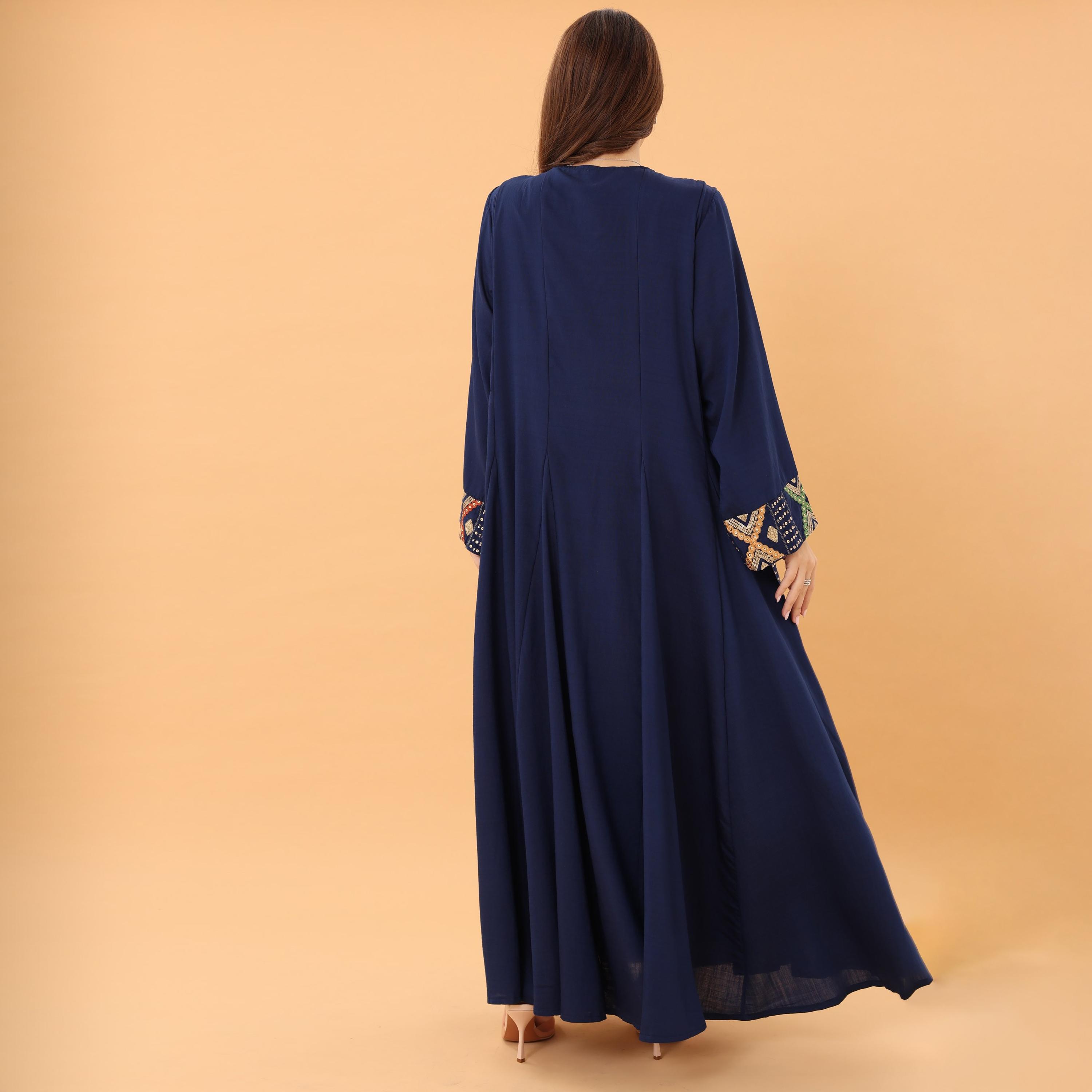 IKKXA Geometric Embroidered and Sequined Women's Evening Jalabiya-women-arabicclothing-jalabiyas-image-4