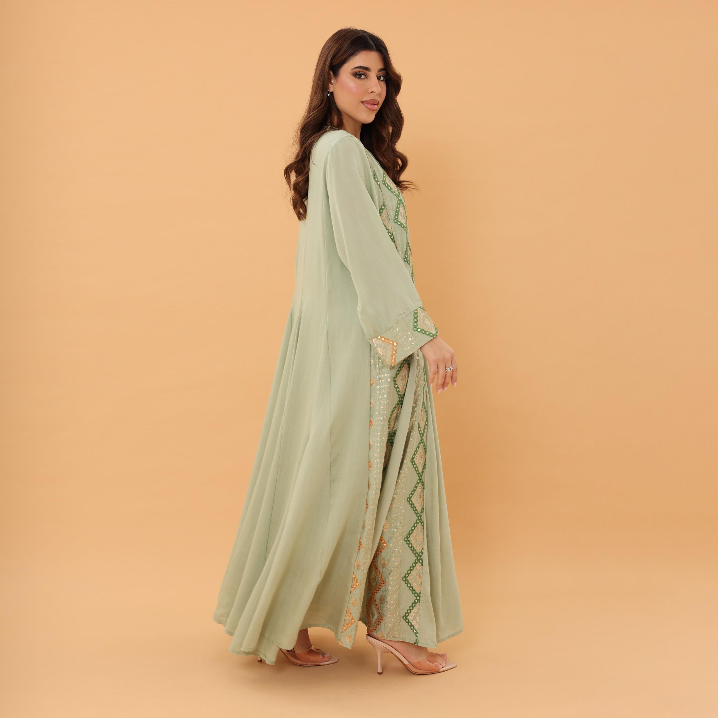 IKKXA Geometric Embroidered and Sequined Women's Evening Jalabiya-women-arabicclothing-jalabiyas-image-12